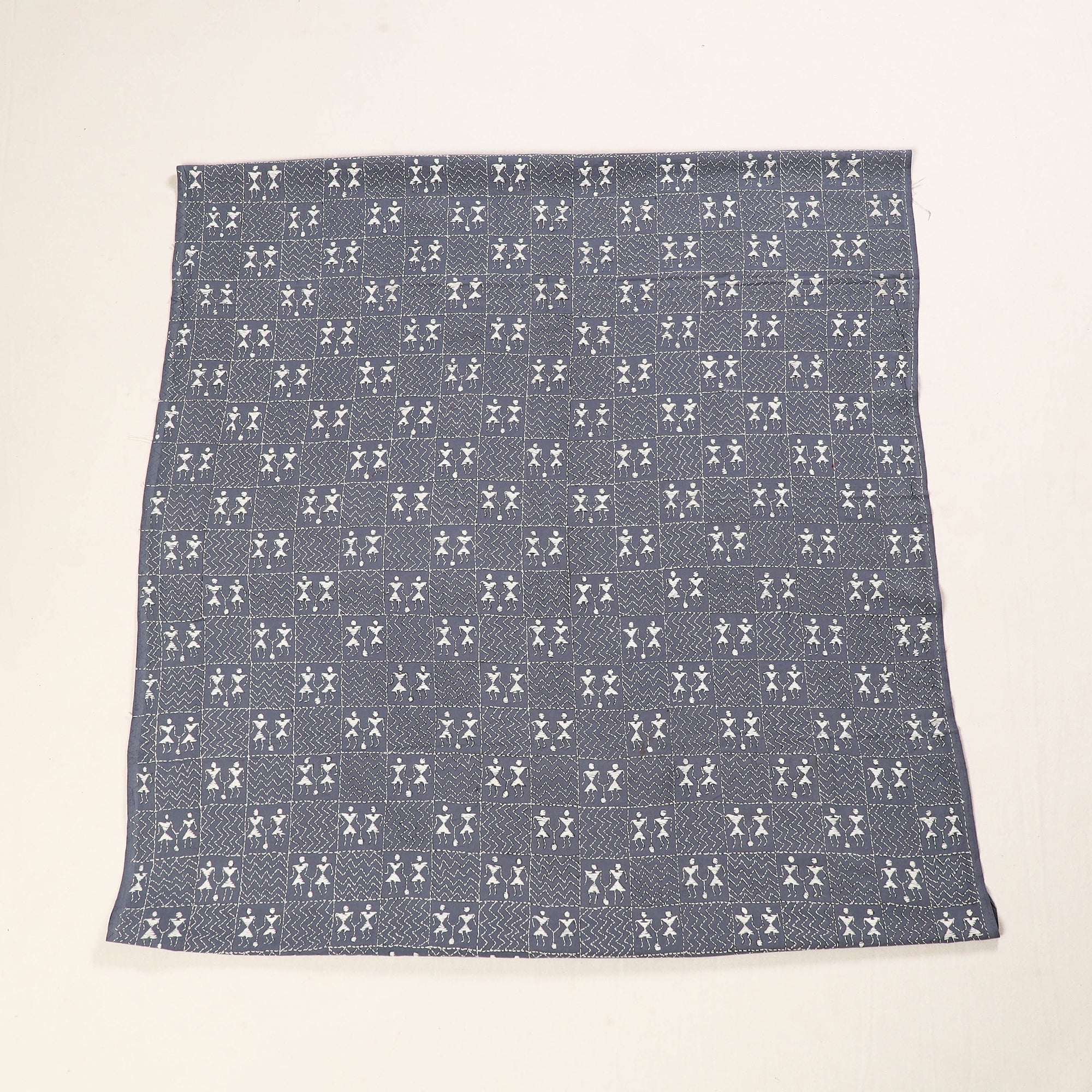 KHUSHBASH - HAPPY LOOM OF EAST Blue - Bengal Kantha Embroidery Cotton Blouse Piece 87 - view 2