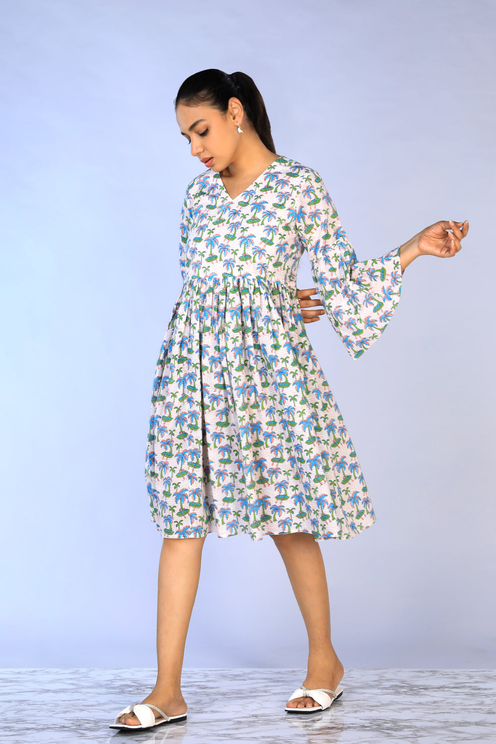 Kalanjali Ethnics Handblock Printed gathered Dress