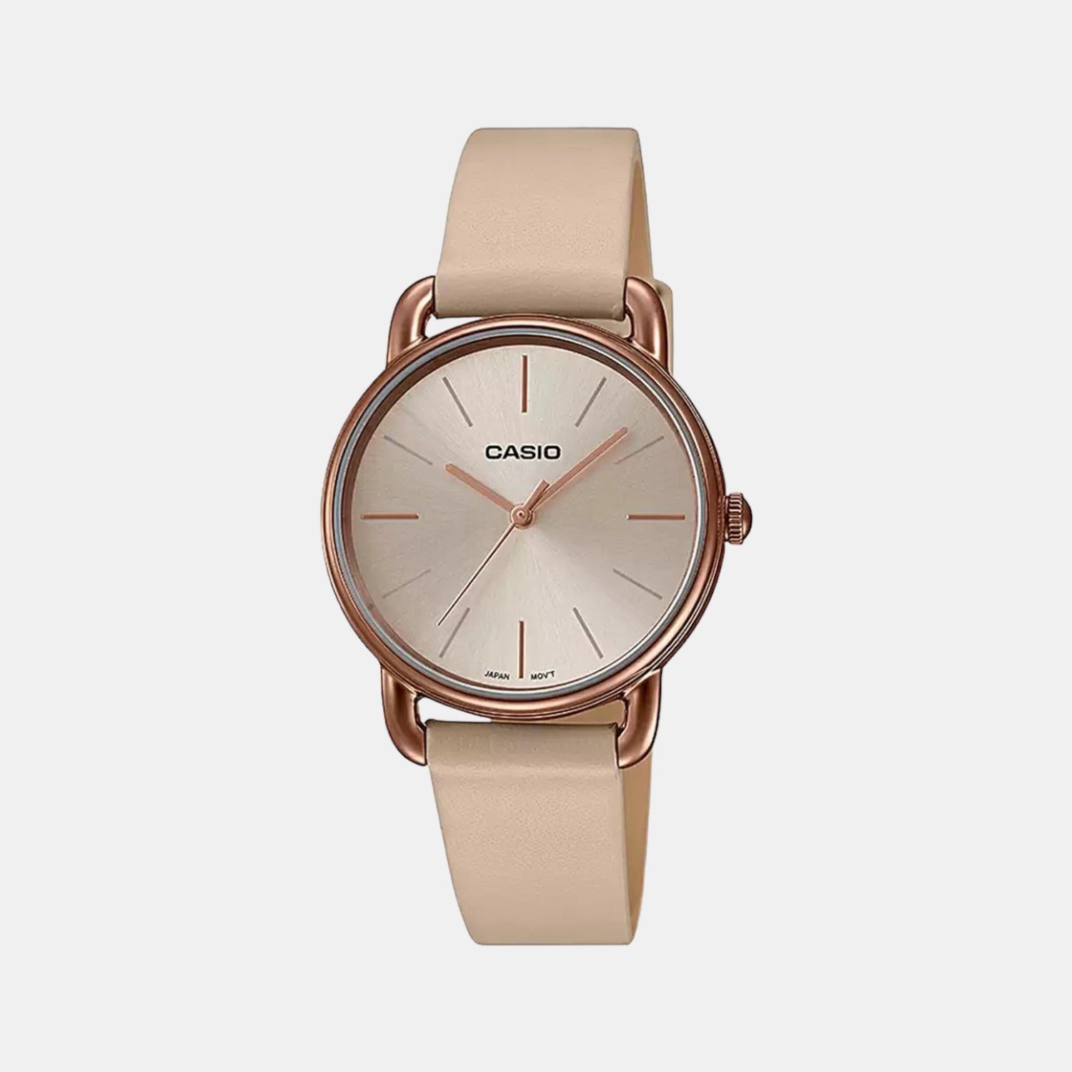 Casio Enticer Women Quartz Rose Gold Dial Analog Leather Watch A1797
