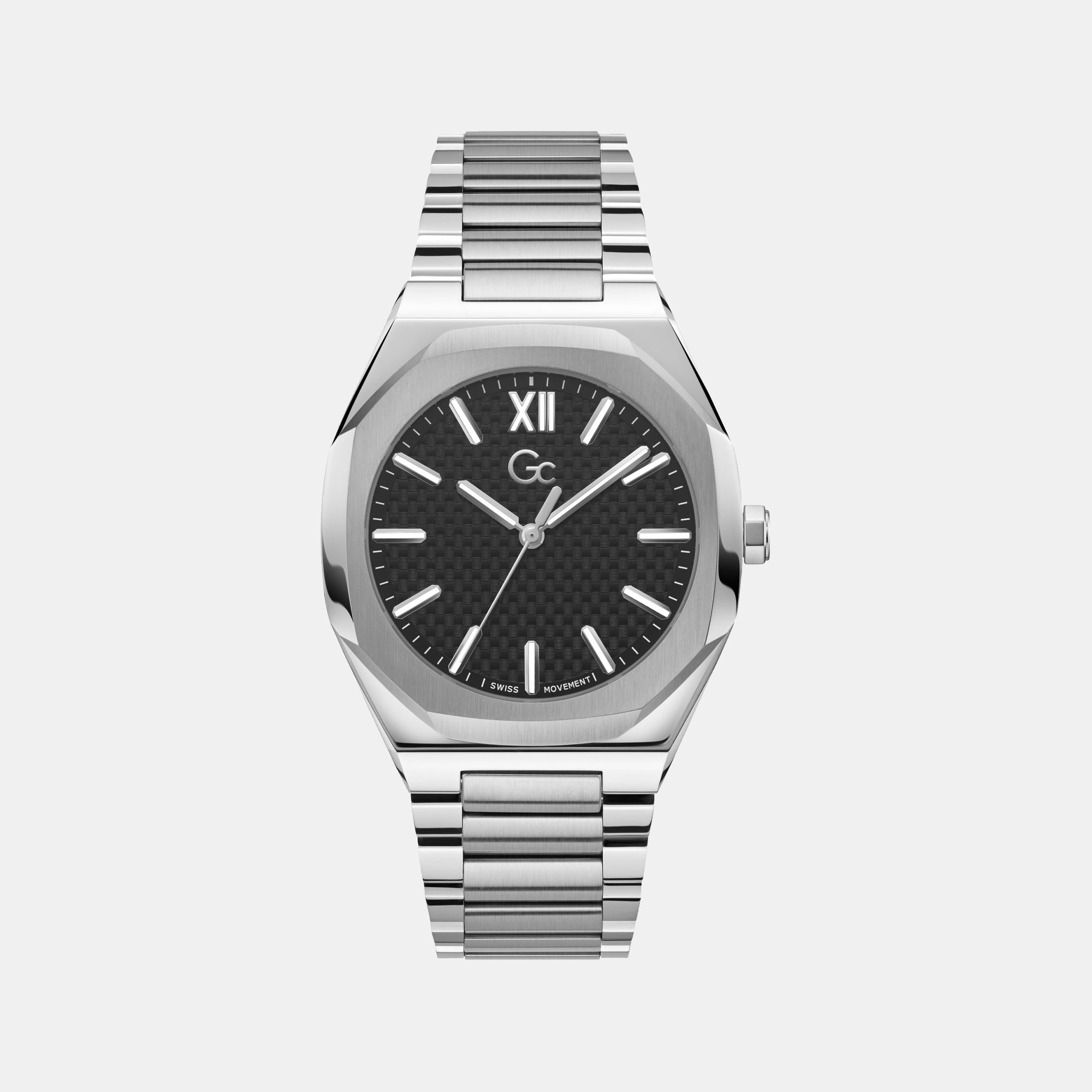 GC Coussin Sleek Men Quartz Black Dial Analog Stainless Steel Watch Z26004G2MF