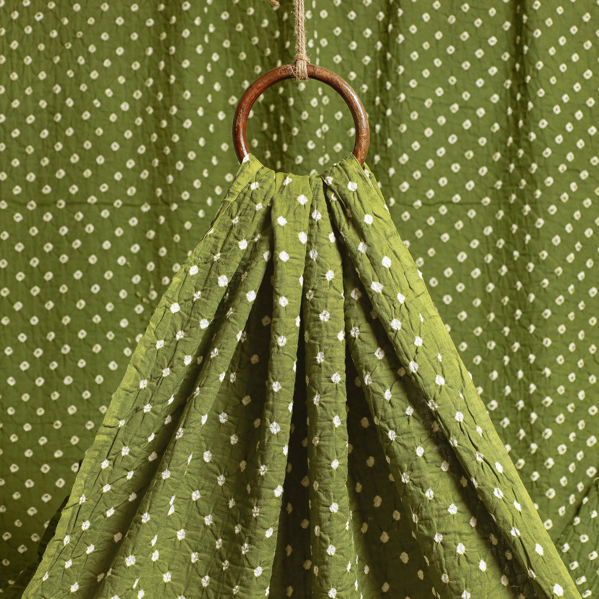 KACHCHH JI CHHAAP Apple Green - Kutch Tie-Dye Bandhani Mul Cotton Fabric 06