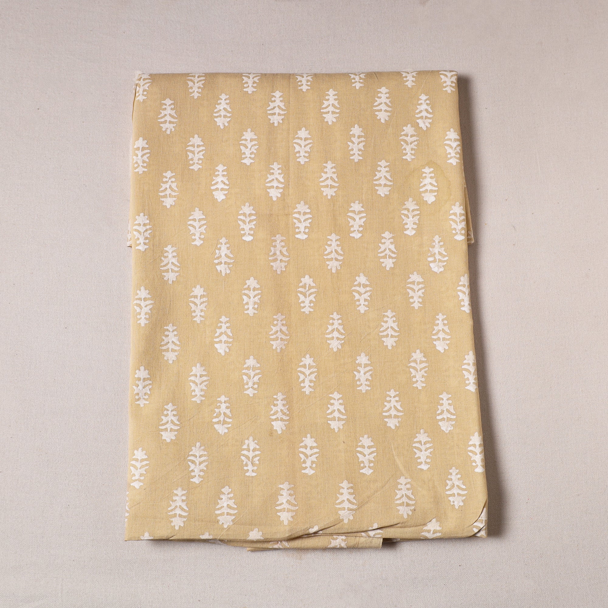 KUSUMLATA Beige - Sanganeri Block Printed Cotton Precut Fabric (1.8 meter) 57