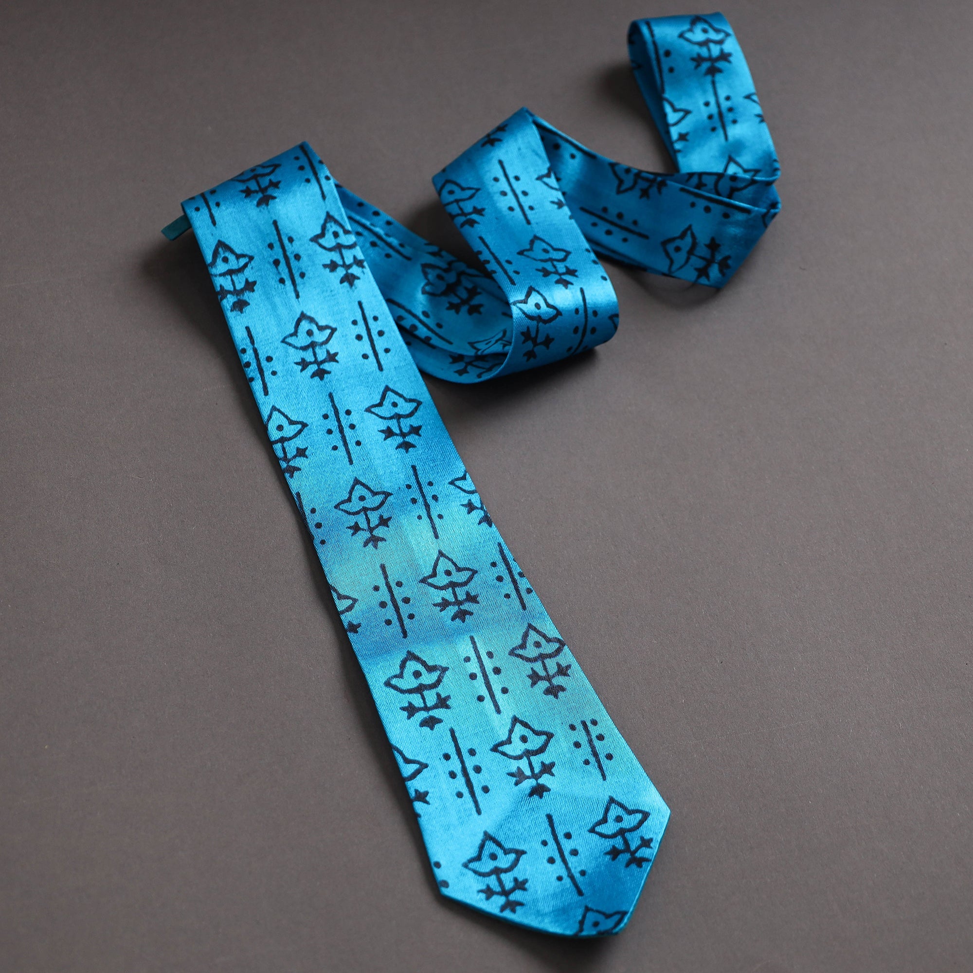 JALPARI Block Printed Mashru Silk Handmade Necktie for Men
