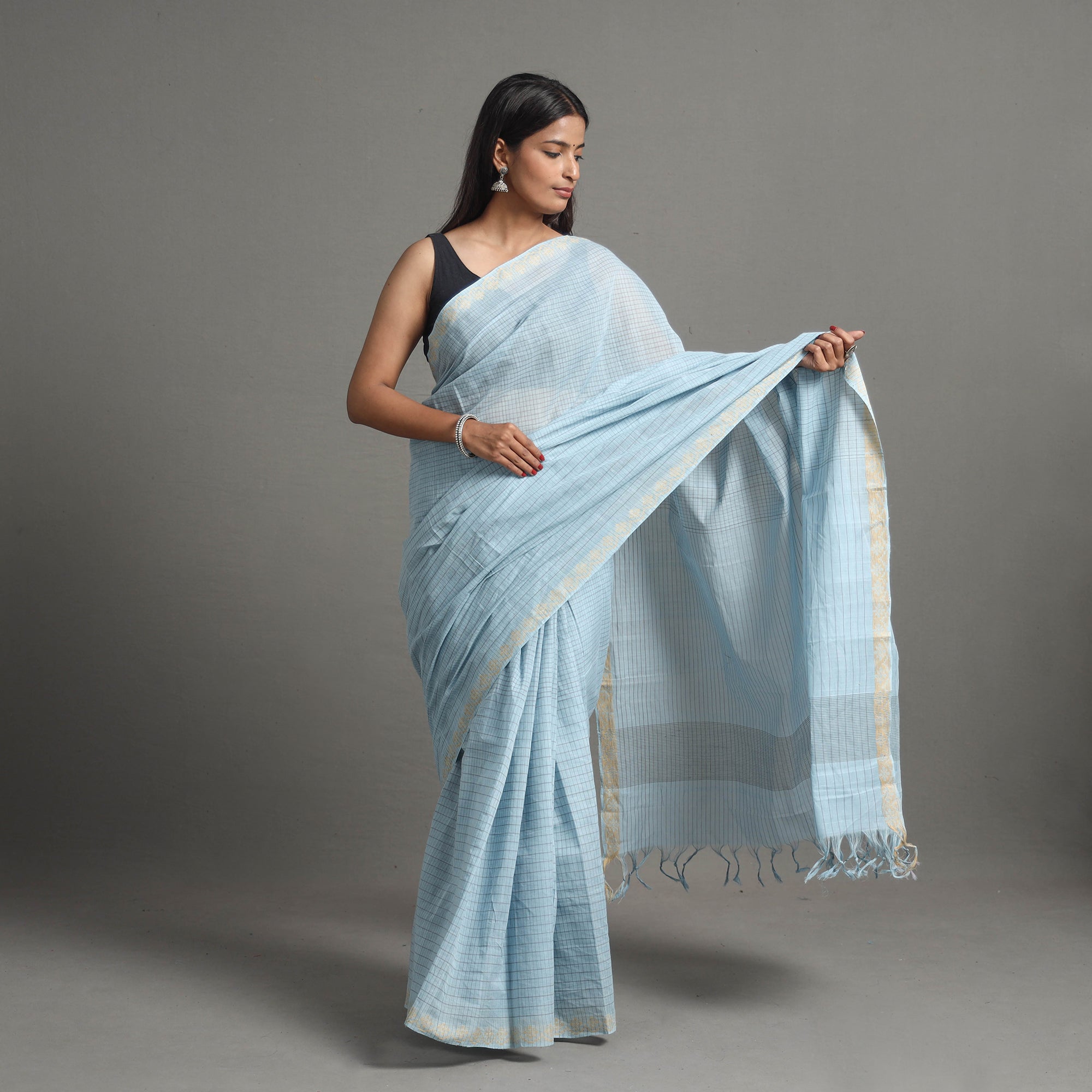 CHITRIKA Narayanpet Mini Gradient Dobby Cotton Handloom Saree 114 - view 2