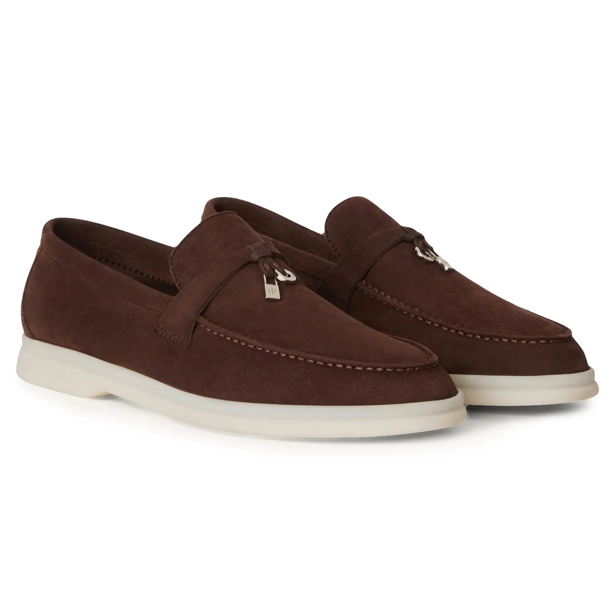 Loro Piana Summer Charms Walk Suede Chocolate Loafers - view 2