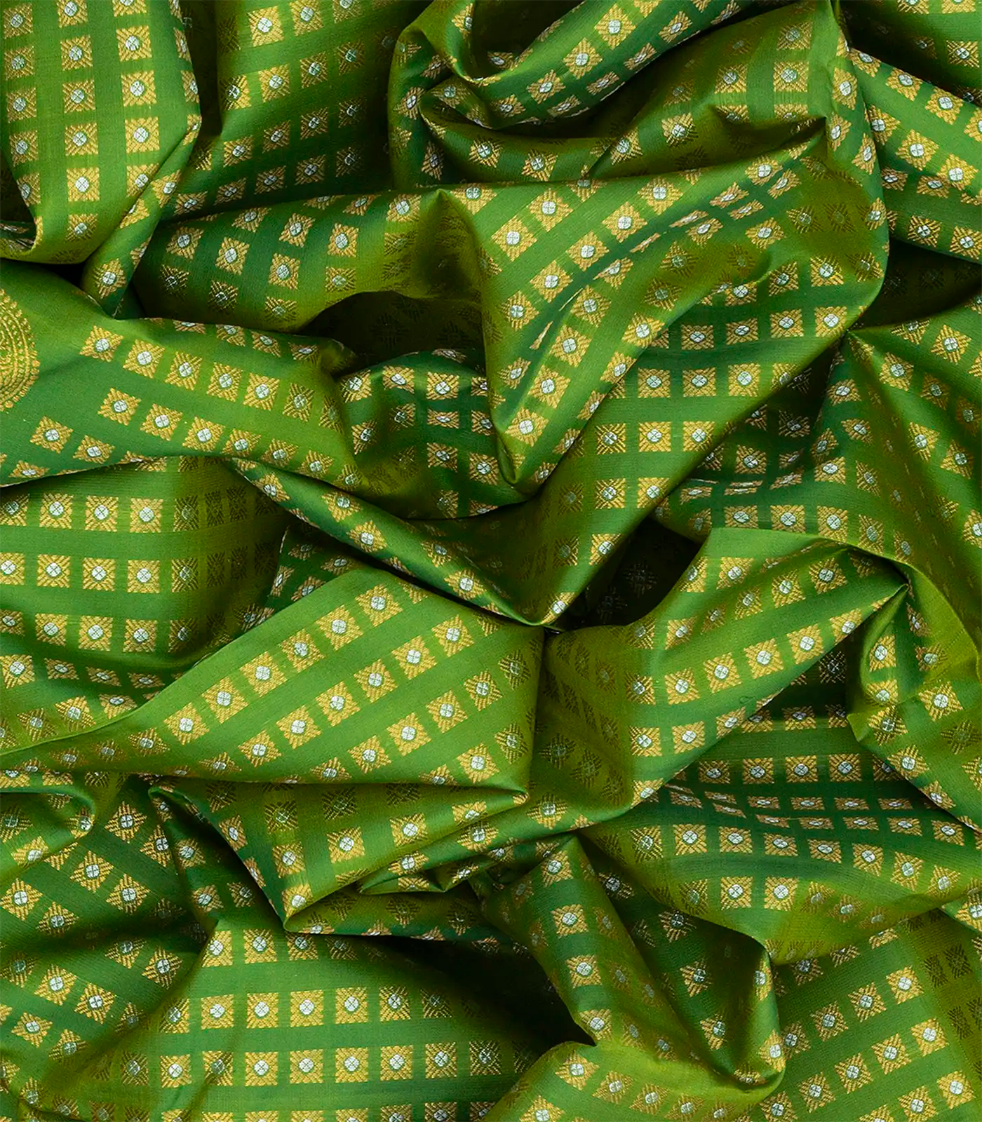 RmKV Green Handloom Kanchipuram Silk Saree With Floral Motifs-Green - view 3