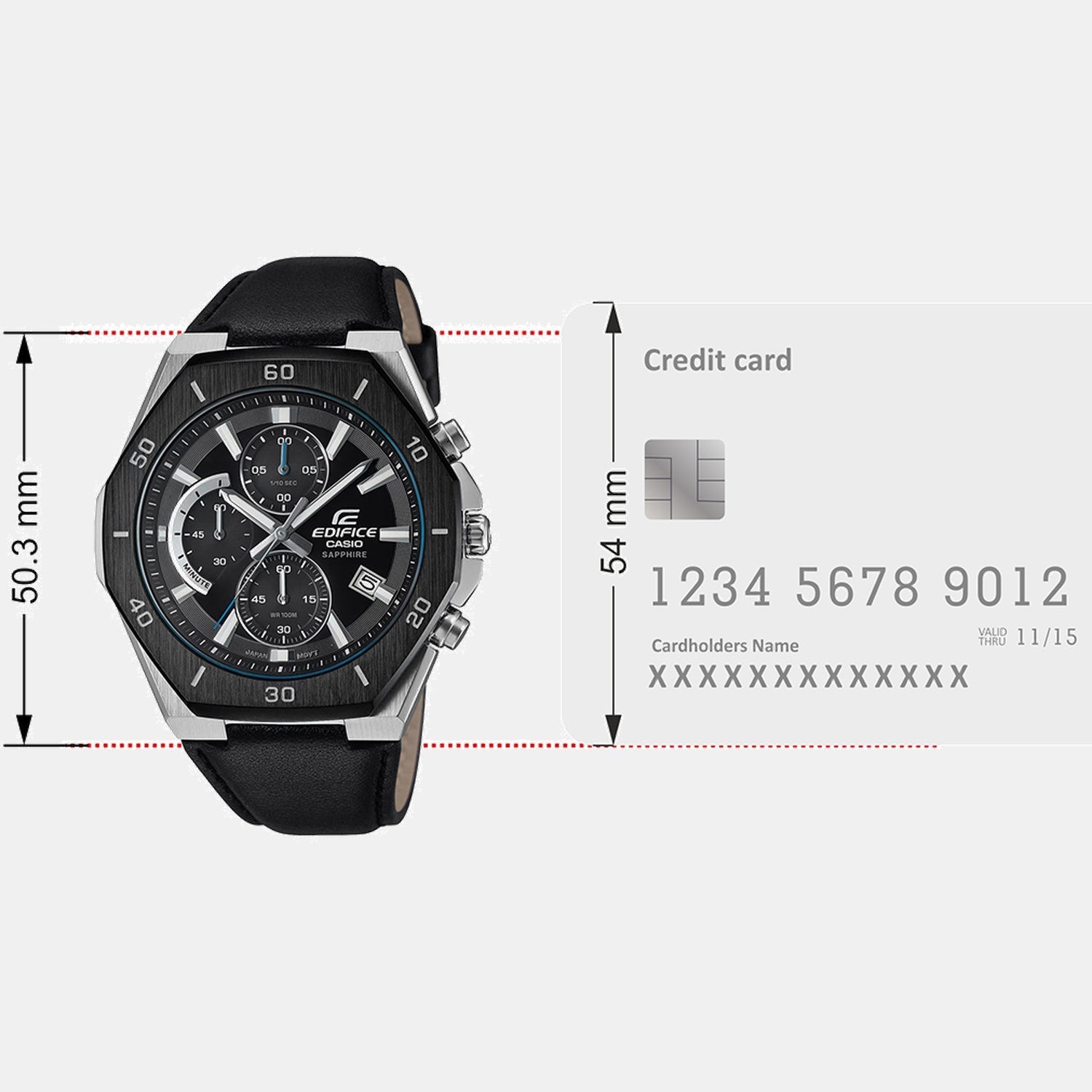 Casio Edifice Men Quartz Black Dial Analog Leather Watch ED645 - view 8