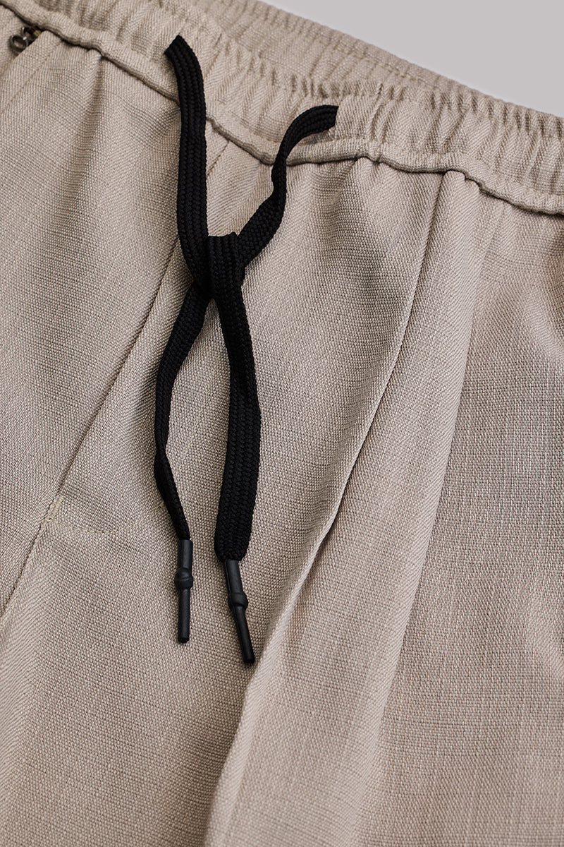 SNITCH Beige Textured Relaxed Fit Trousers - view 2