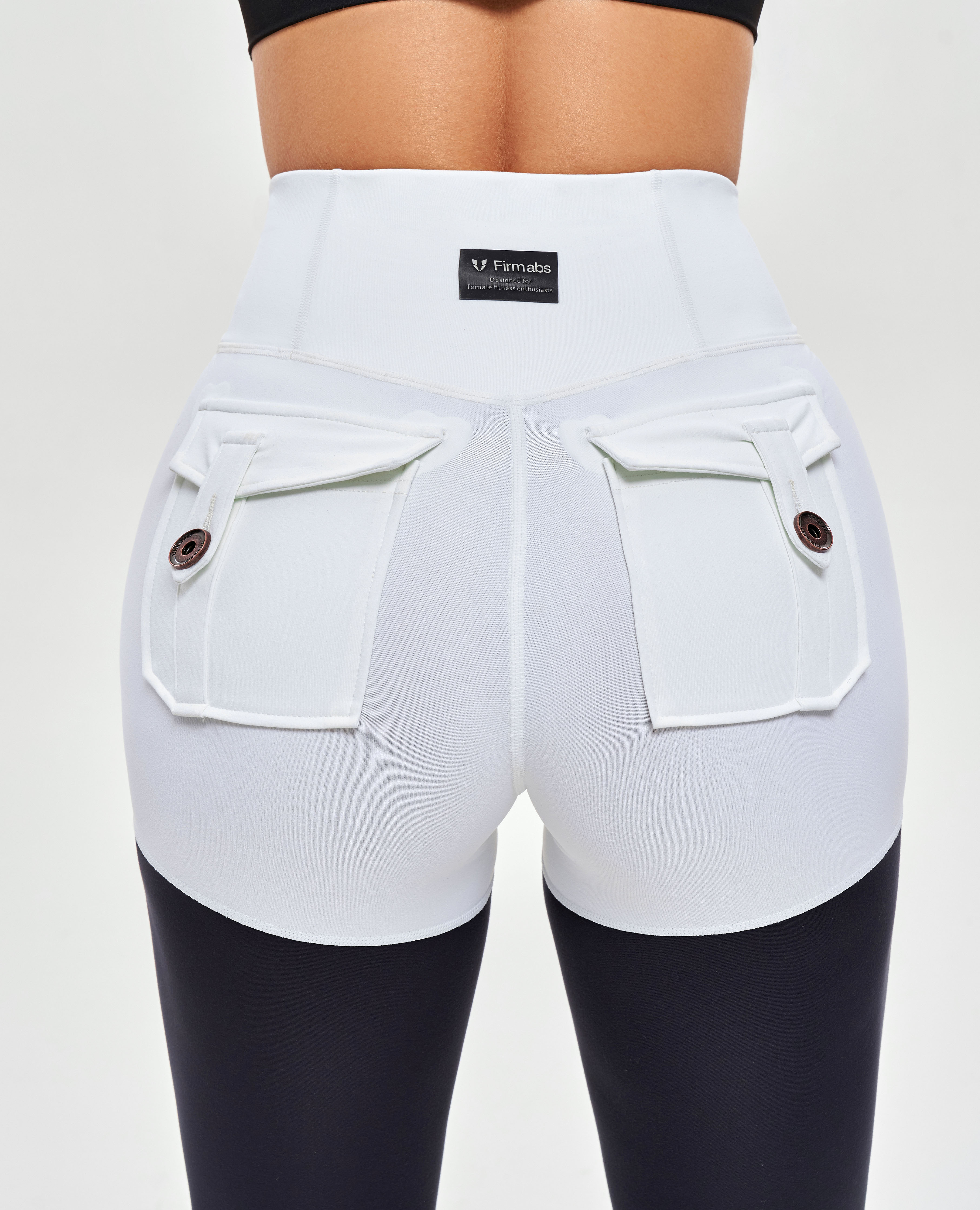 FIRM ABS Cargo Athletic Leggings - Black and White - view 3