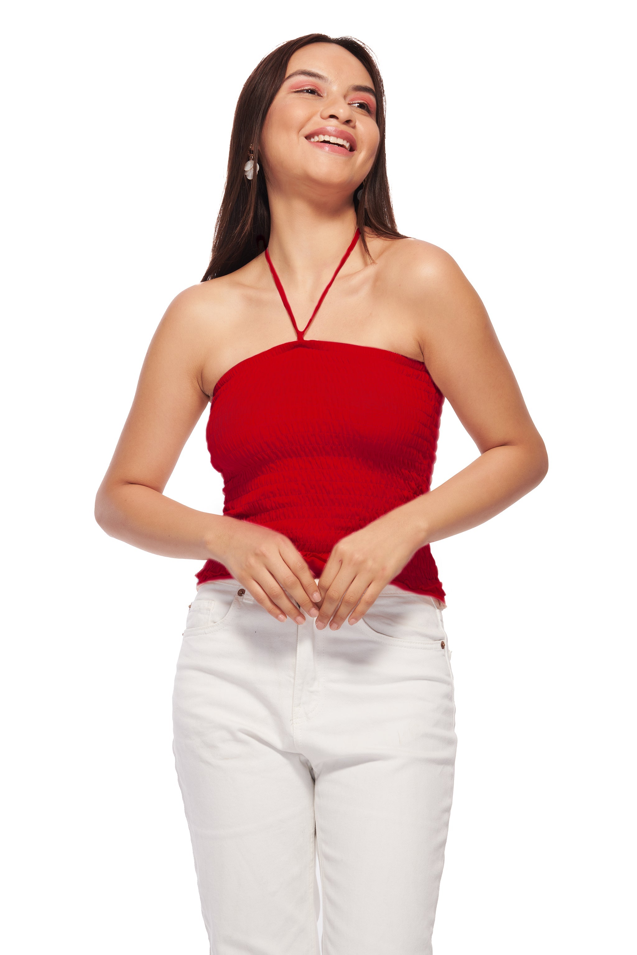 Y2K Red Smocked Tube Top