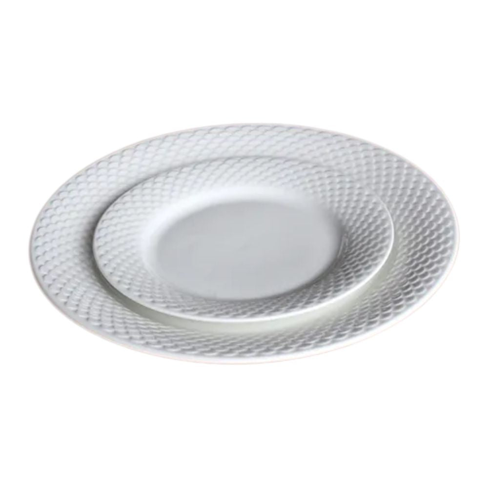 Clay Craft Ripple Ceramic Georgian Plain White Dinner Set | Set of 18 Pcs - view 4