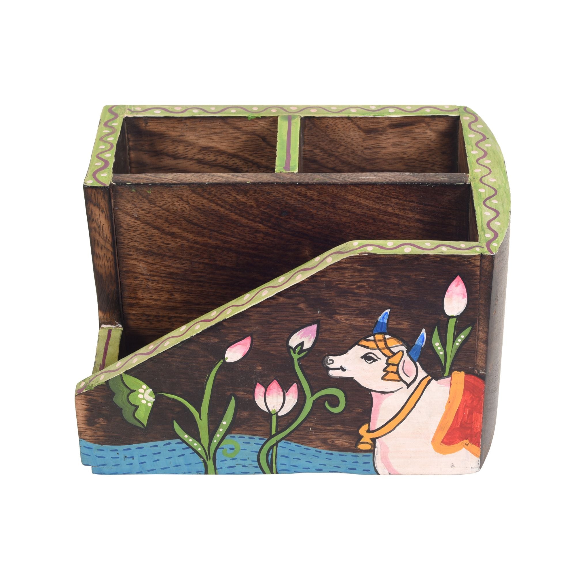 ART CREATIONS BY SUMAN SONTHALIA Brown - Pichhwai Dhenu Cutlery Storage Stand - view 5