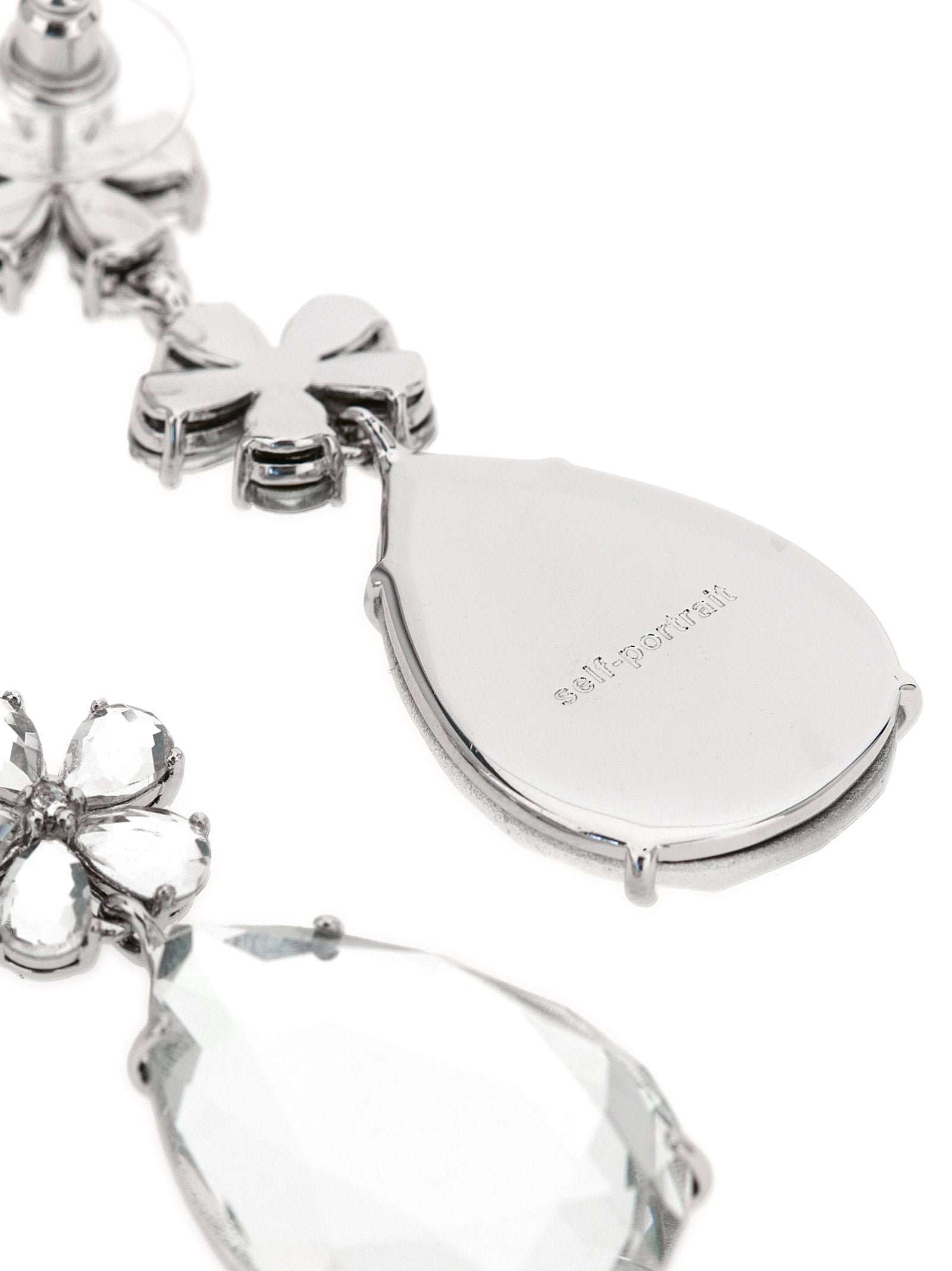Self-Portrait Crystal Flower Tiered Earrings - view 3