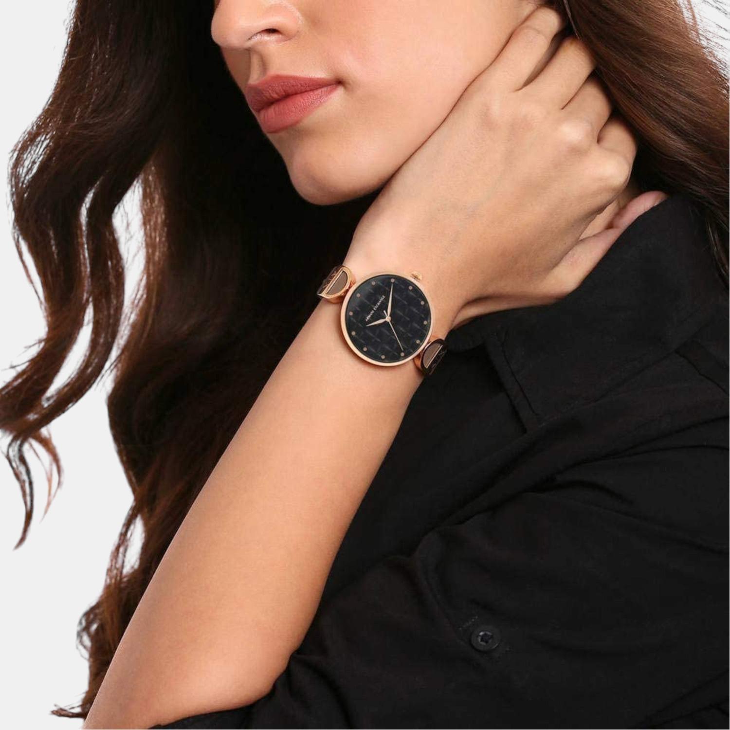 Armani Exchange Brooke Women Quartz Black Dial Analog Leather Watch AX5329 - view 7