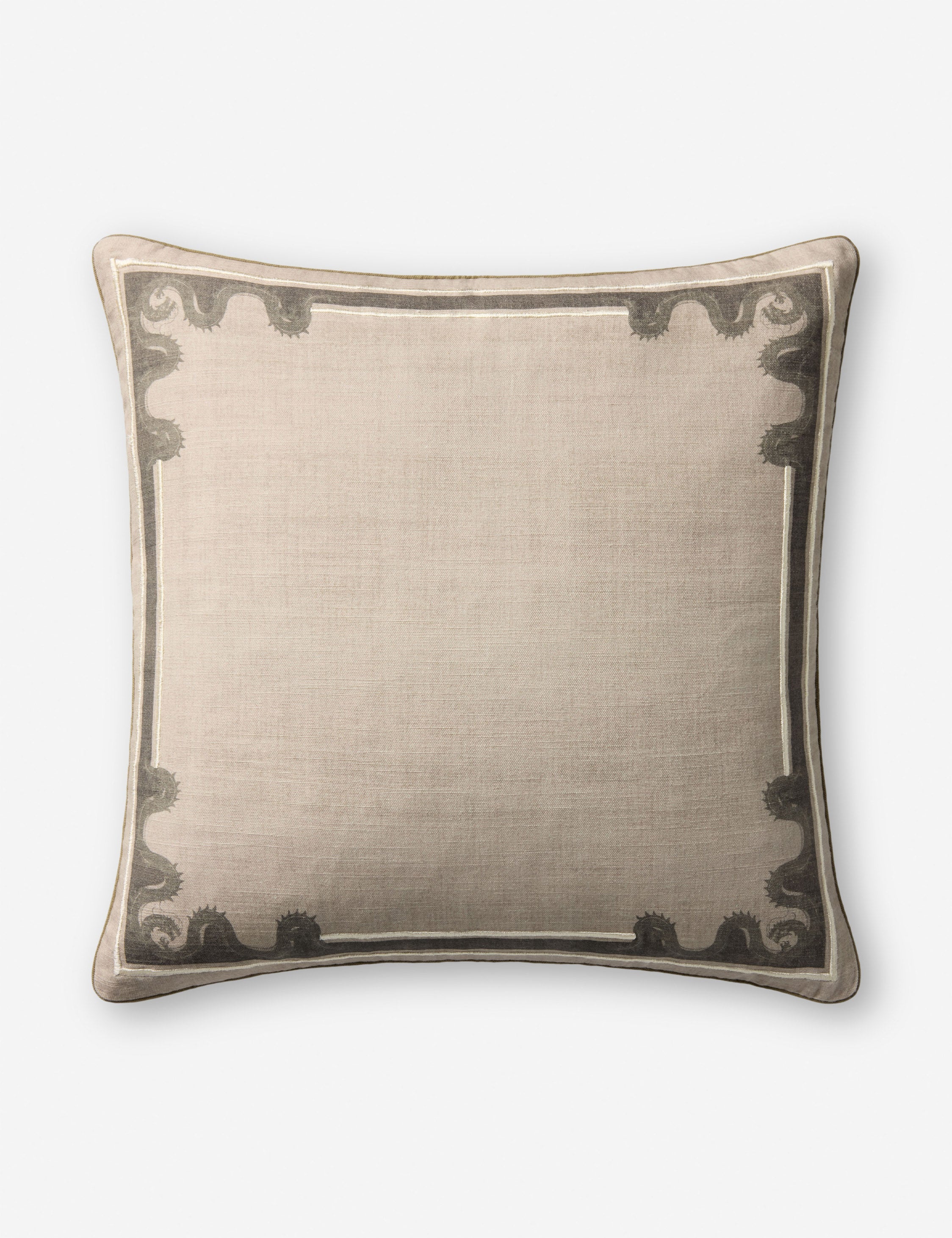 Lulu and Georgia Dragon Border Embroidered Pillow by Brigette Romanek x Loloi