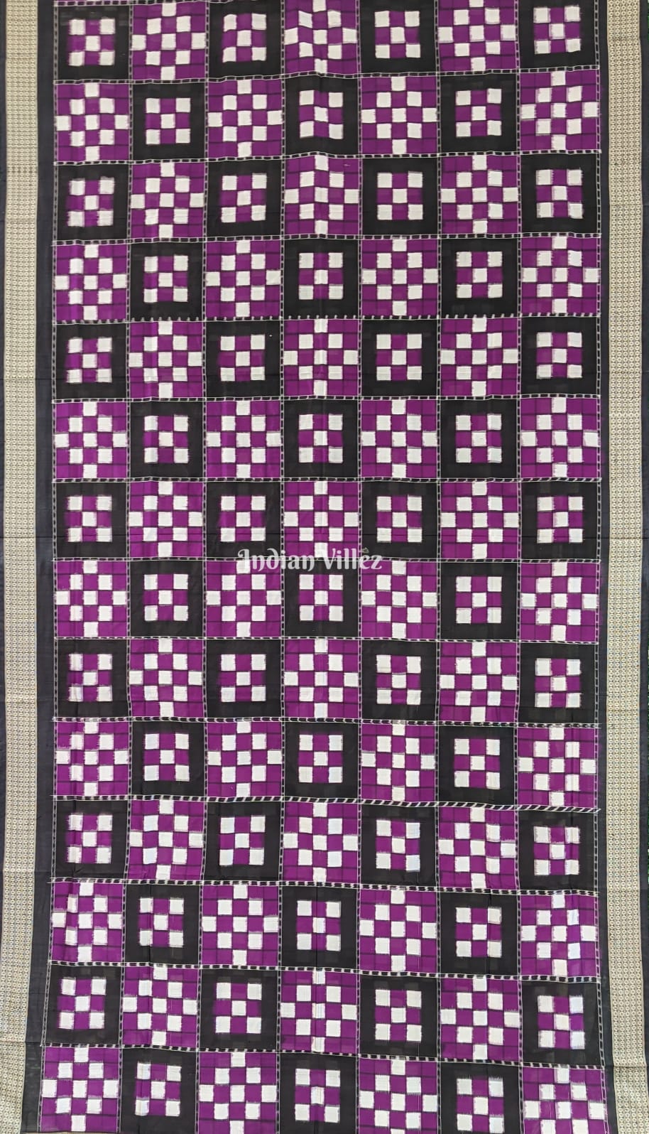 IndianVillèz Purple White Pasapali Sambalpuri Silk Saree - view 5