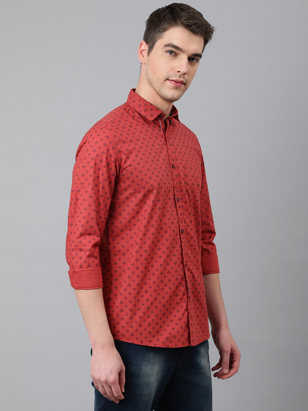 BlackTree Men Rust Standard Fit Printed Casual Shirt - view 7