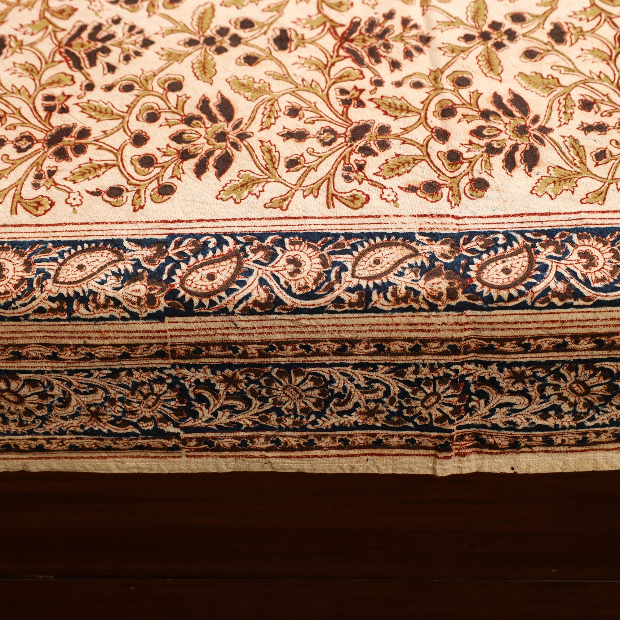 PITCHUKA SRINIVAS KALAMKARI PEDANA Beige - Block Print Cotton Pedana Kalamkari Bed Sheet 20 - view 2