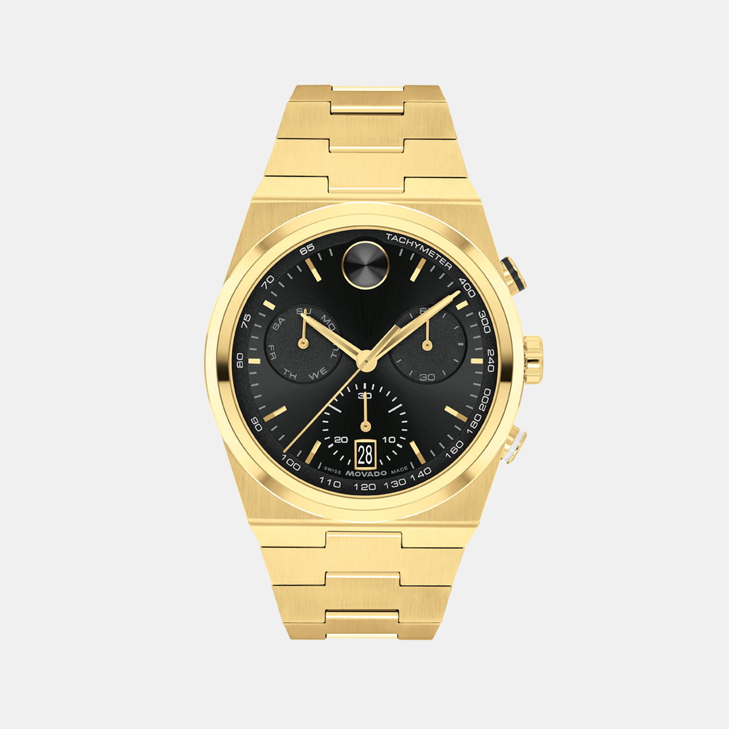 Movado Bold Quest Men Quartz Black Dial Chronograph Stainless Steel Watch 3601198