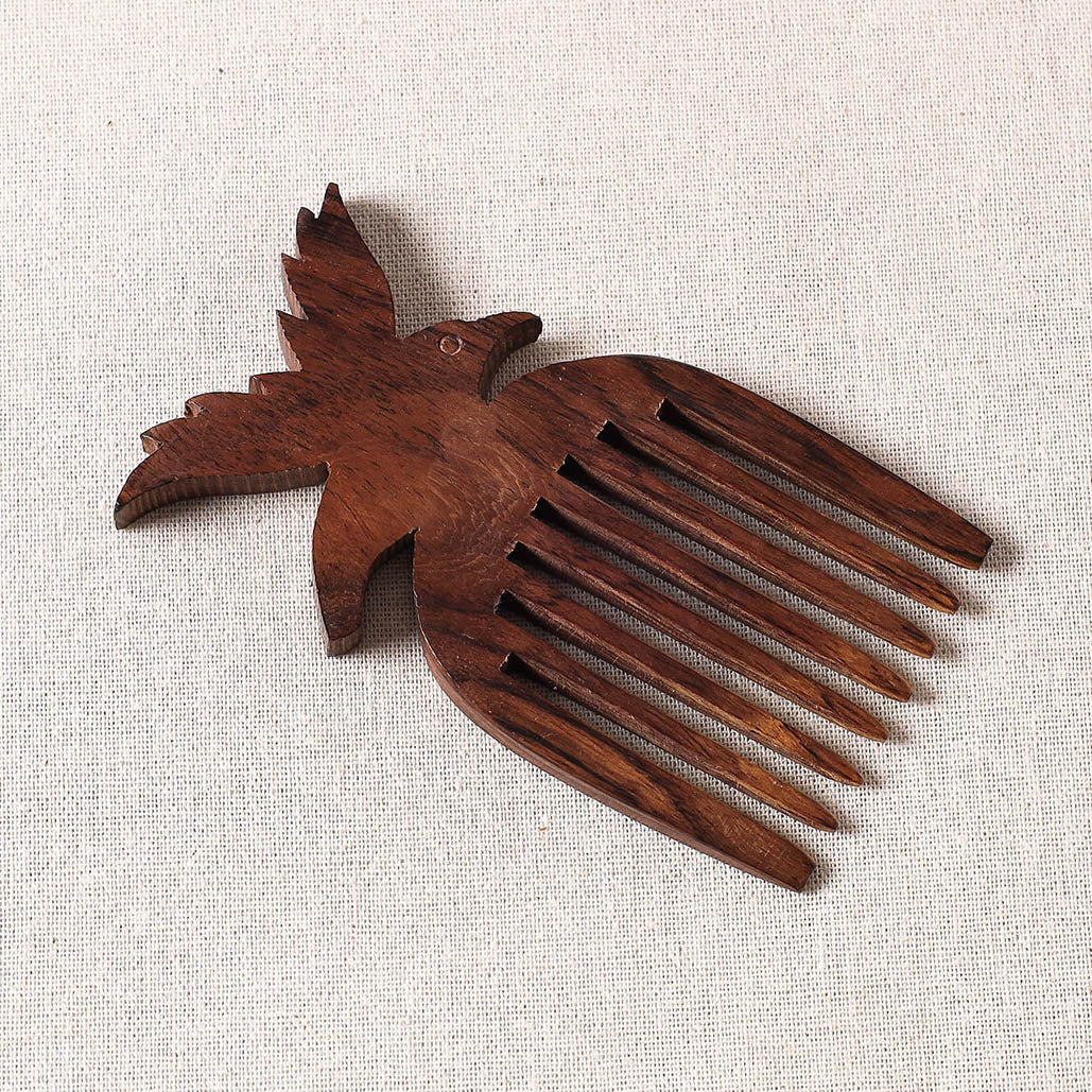 ITOKRI CRAFTS INITIATIVE Bijnor Hand Carved Steam Beech Wood Comb (Small) - view 2