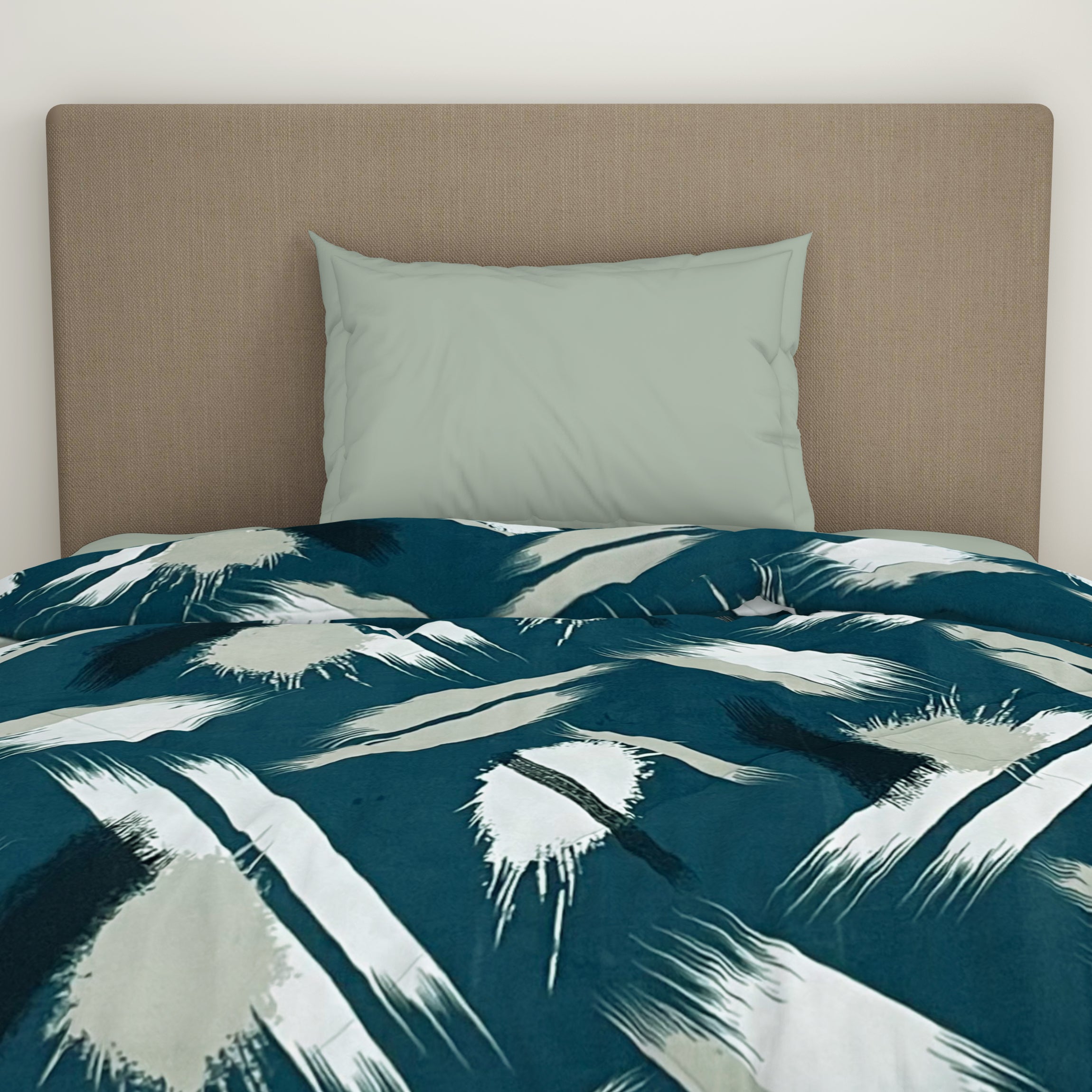 Spaces India Geometric Dark Green Microfiber Shell Single Quilt / AC Comforter - Bliss By Welspun - view 4