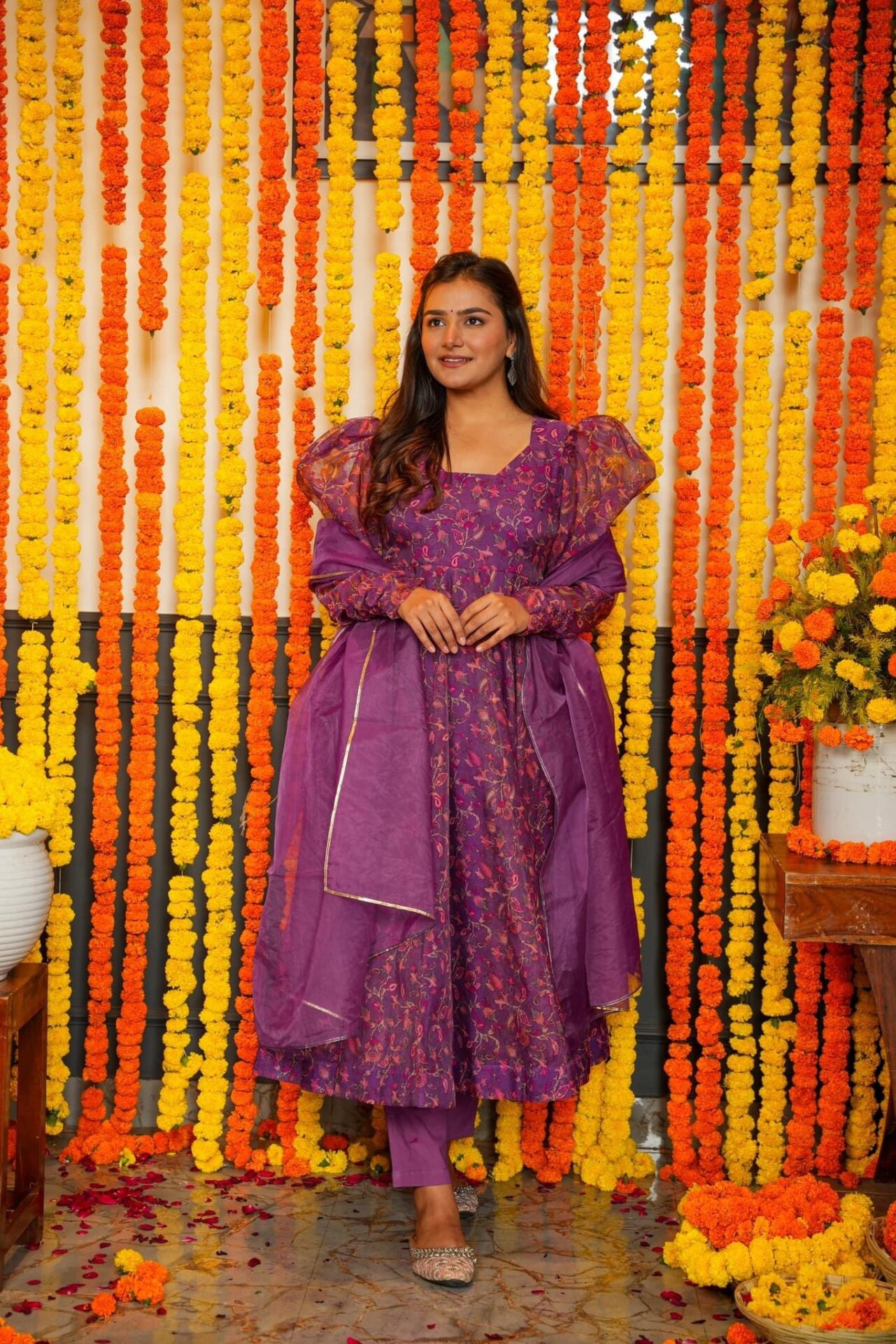 Idaho-o Vibrant Floral Organza Suit Set