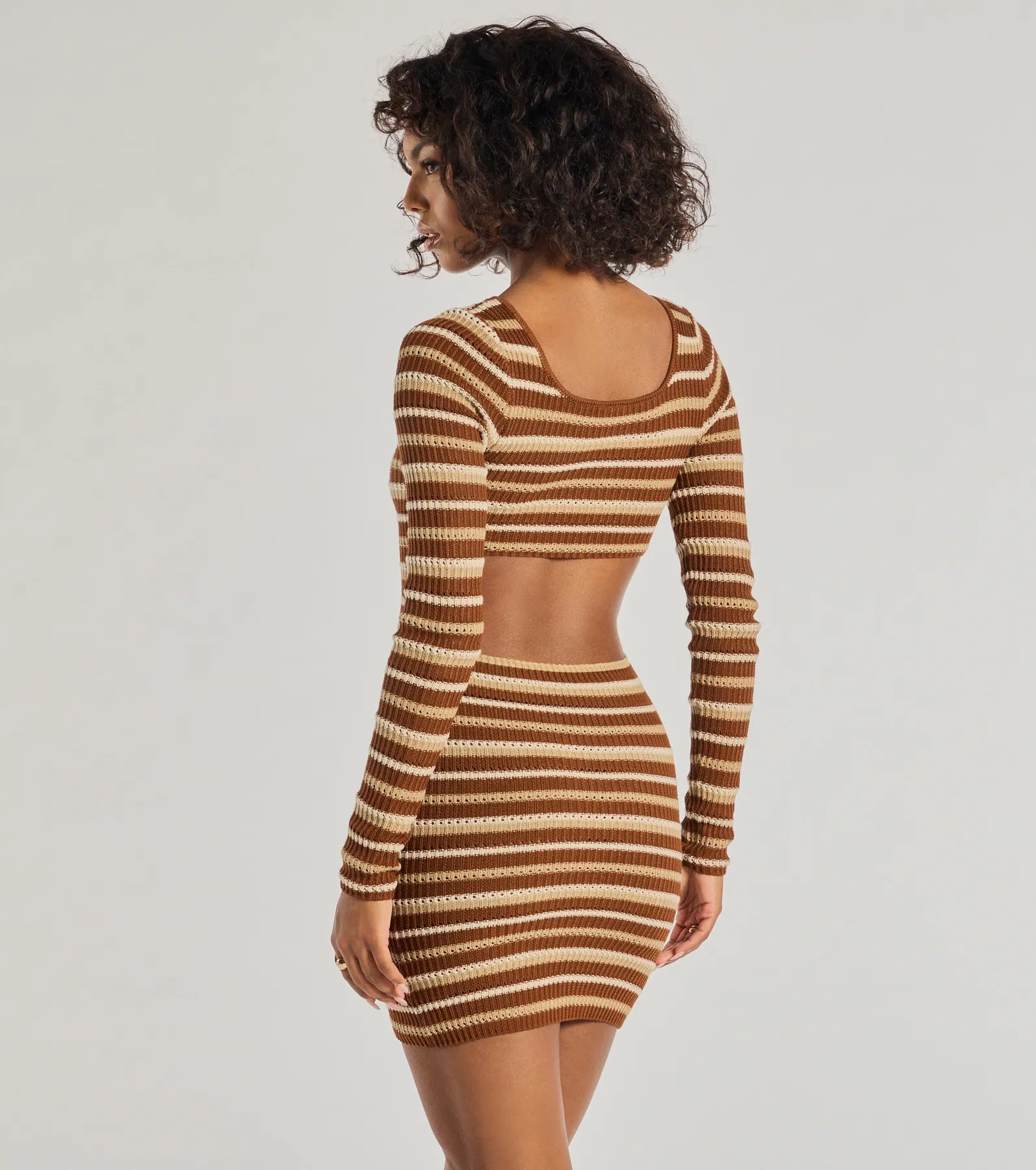 Windsor Everyday Trend Striped Knit Long Sleeve Mini Dress - view 2