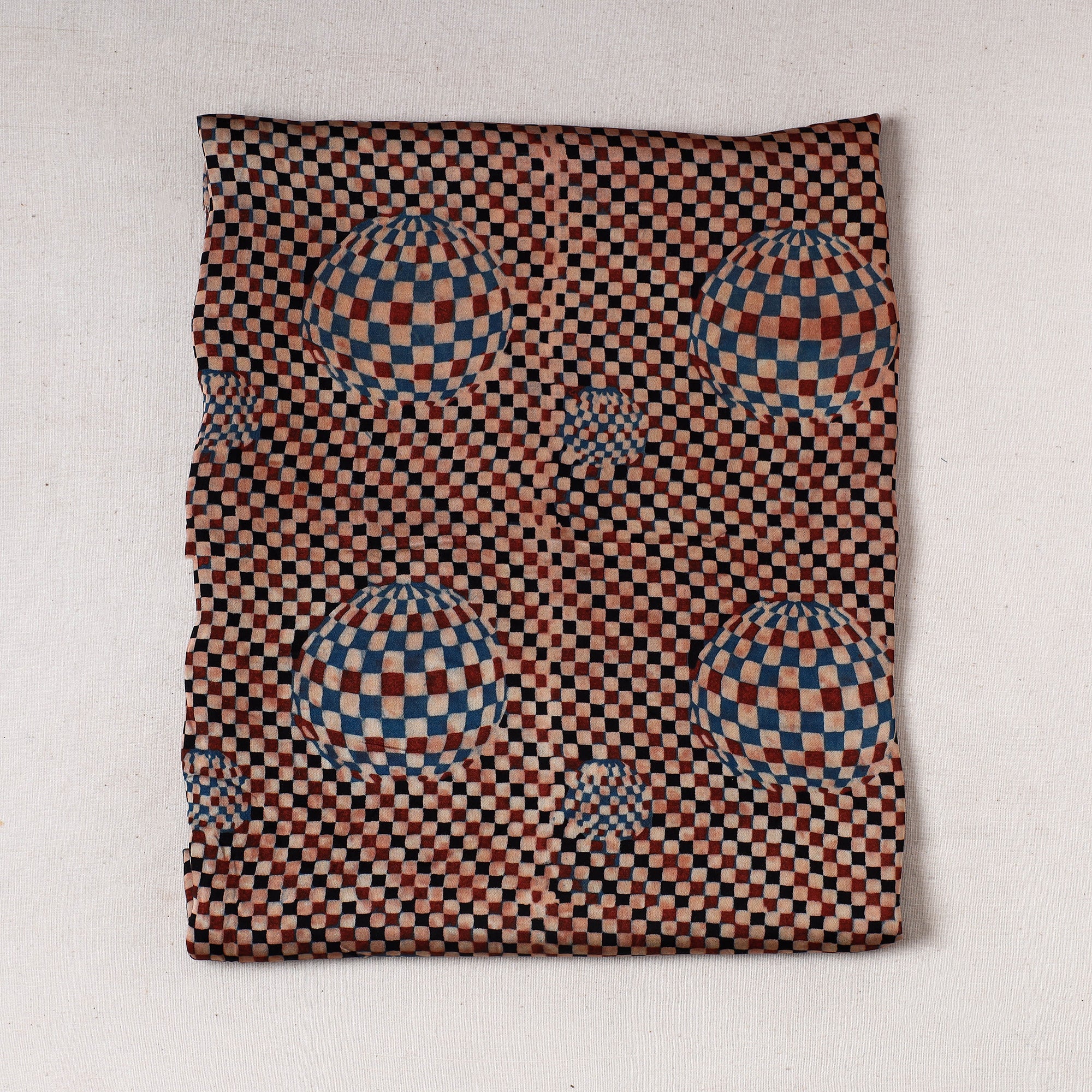 KACHCHH JI CHHAAP Brown - Ajrakh Block Printed Modal Silk Precut fabric - (0.9 meter)