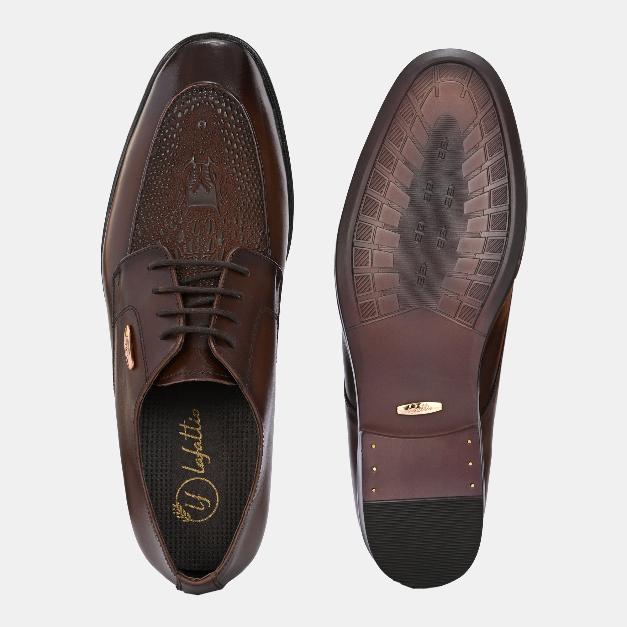 Hand Engraved Lace-Up Shoes by Lafattio – Brown - view 5