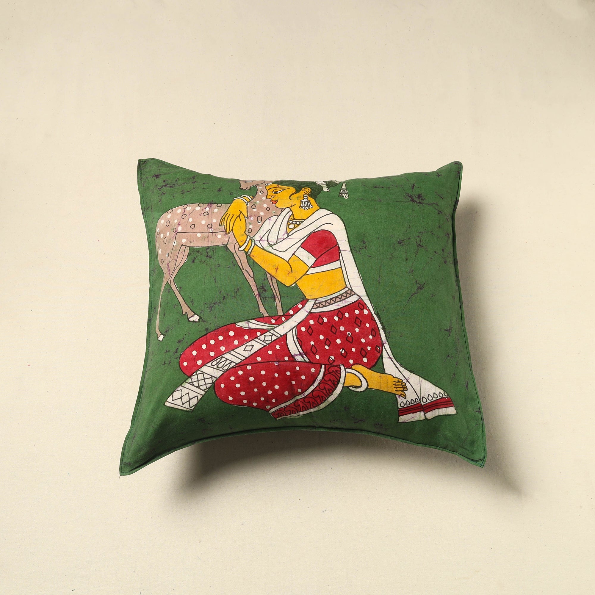 KACHCHH JI CHHAAP Pure Cotton Hand Batik Cushion Cover (18 x 18 in) 83