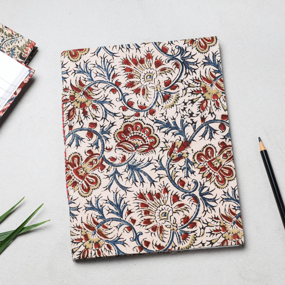 CHUTNEY CRAFT STUDIO Beige - Kalamkari Fabric Cover Handmade Paper Notebook (23 x 18 cm)