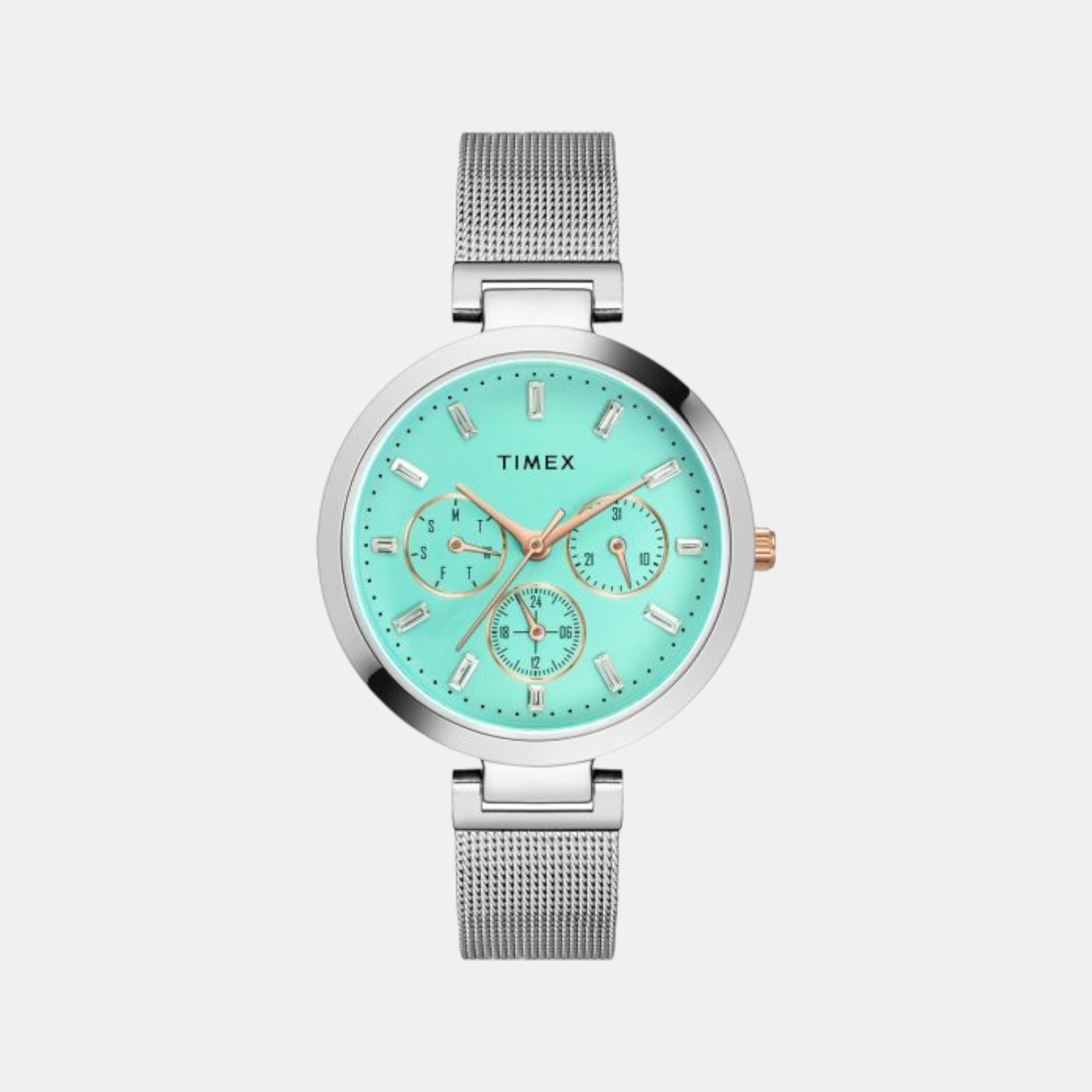 Timex Fashion Women Quartz Blue Dial Chronograph Stainless Steel Watch TW000X241