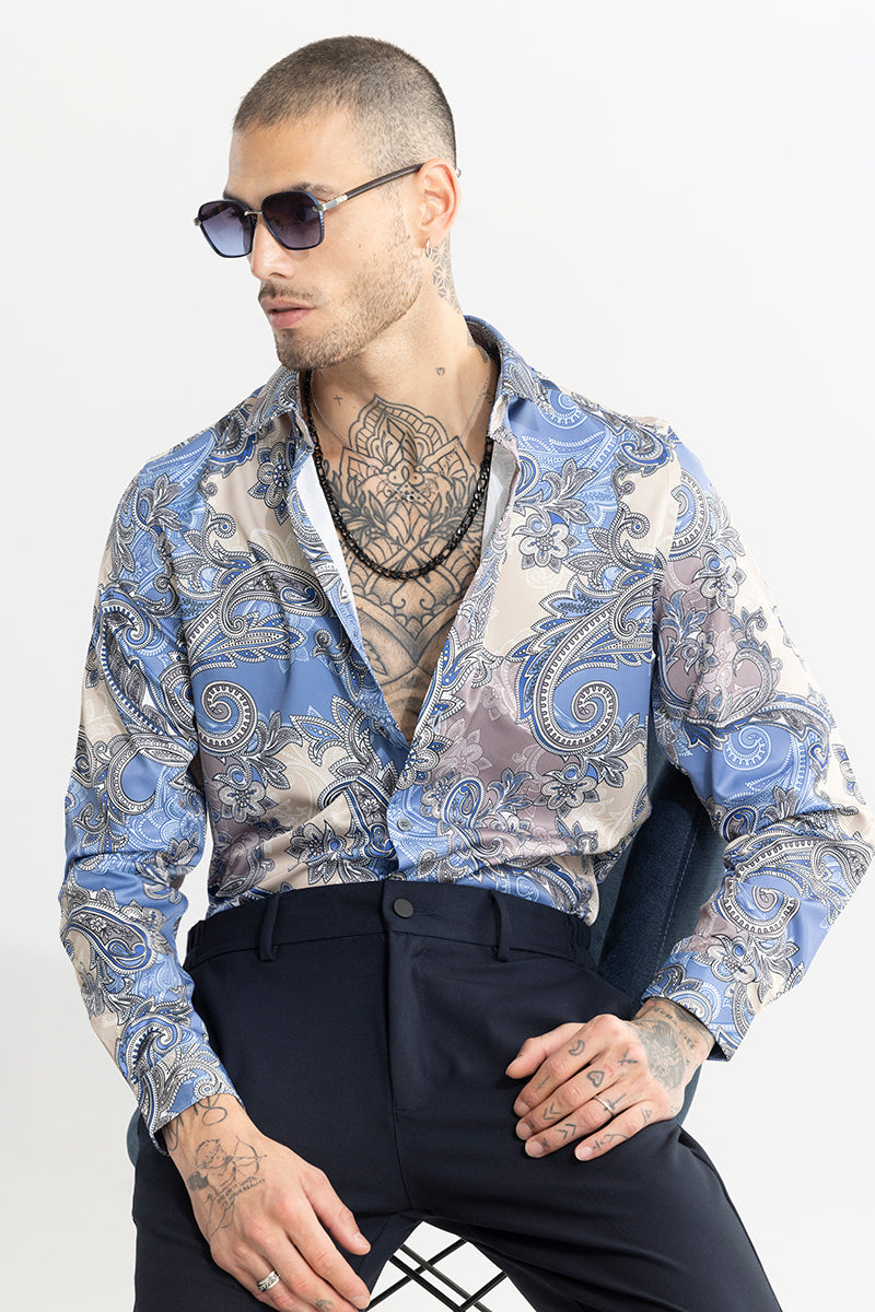 SNITCH Paisley Ornate Blue Shirt