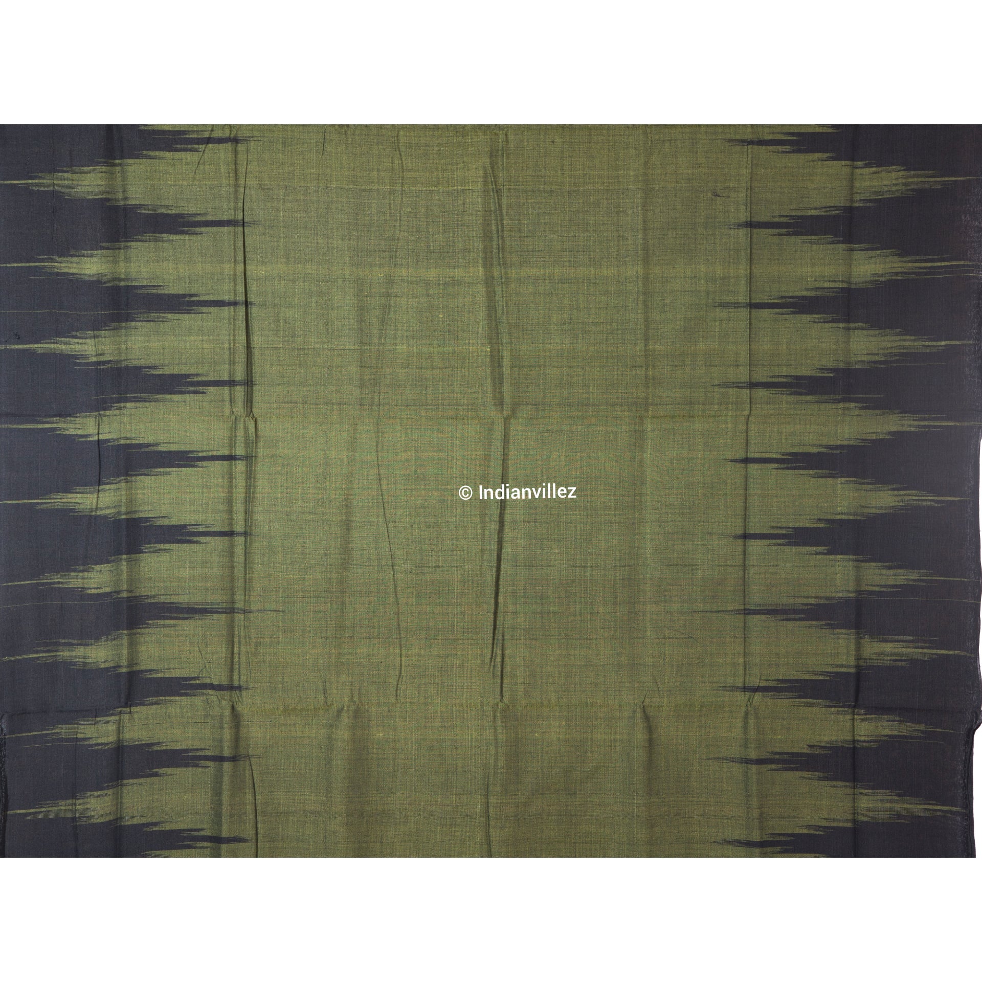IndianVillèz Army green olive Kargil Kumbha Maniabandha Cotton Saree - view 4