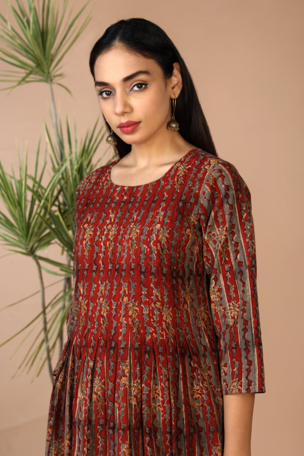 Kalanjali Ethnics Cotton kalamkari kurti – Women's, MAROON - view 2