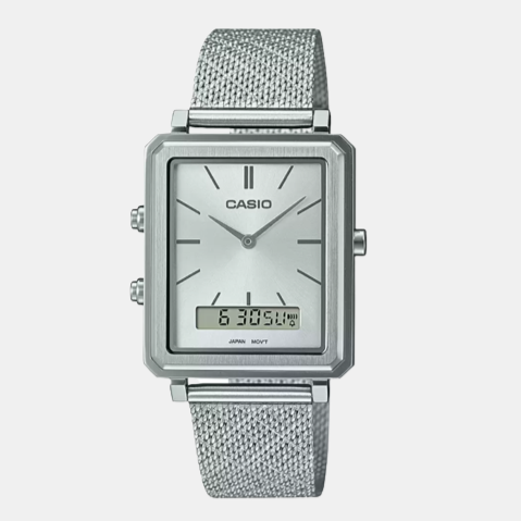 Casio Enticer Men Quartz Silver Dial Analog Stainless Steel Watch A2089