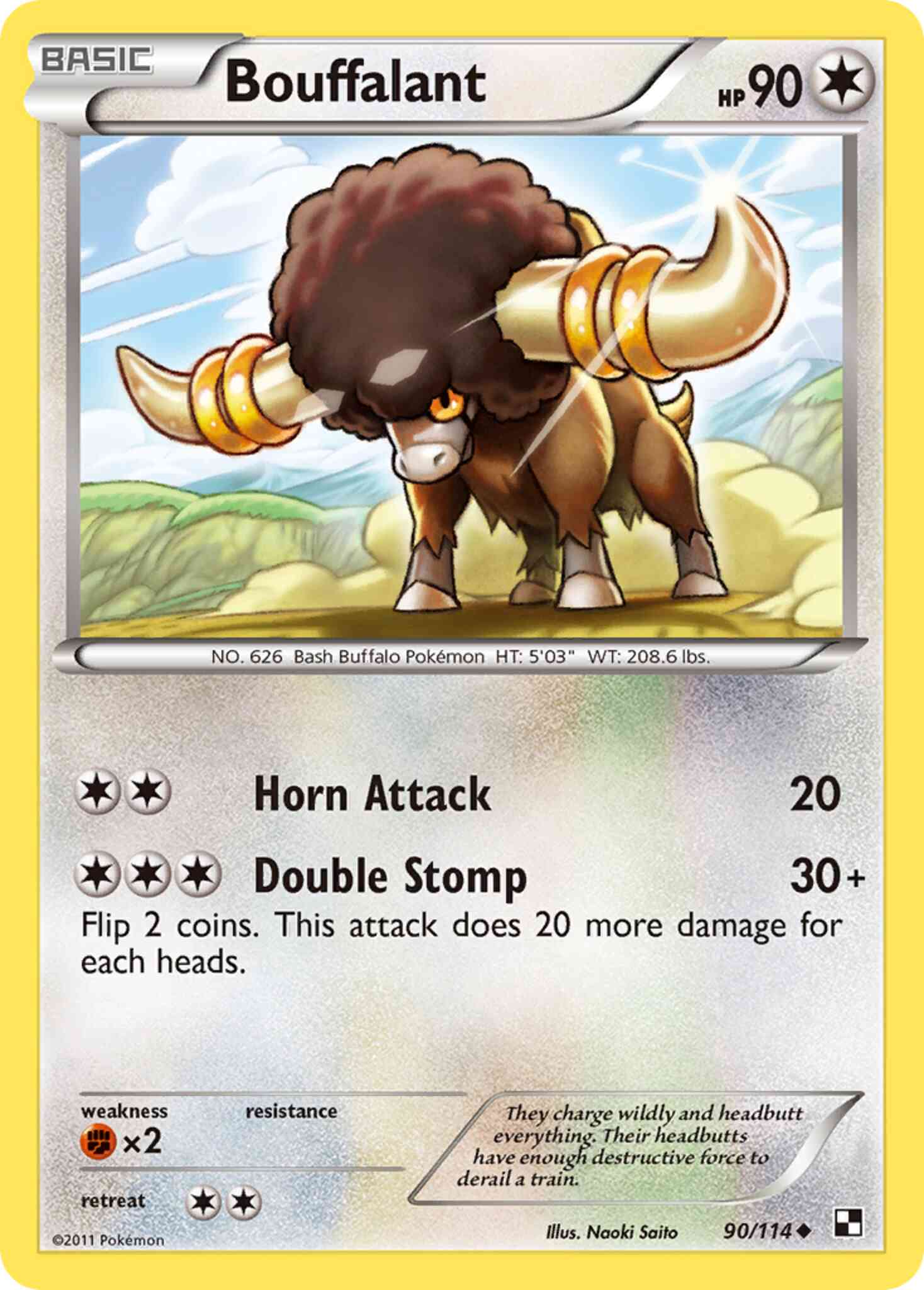 Uncommon bw1-90 non-holo – Pokémon Bouffalant - 90/114 - Uncommon [bw1-90] [Non-Holo]