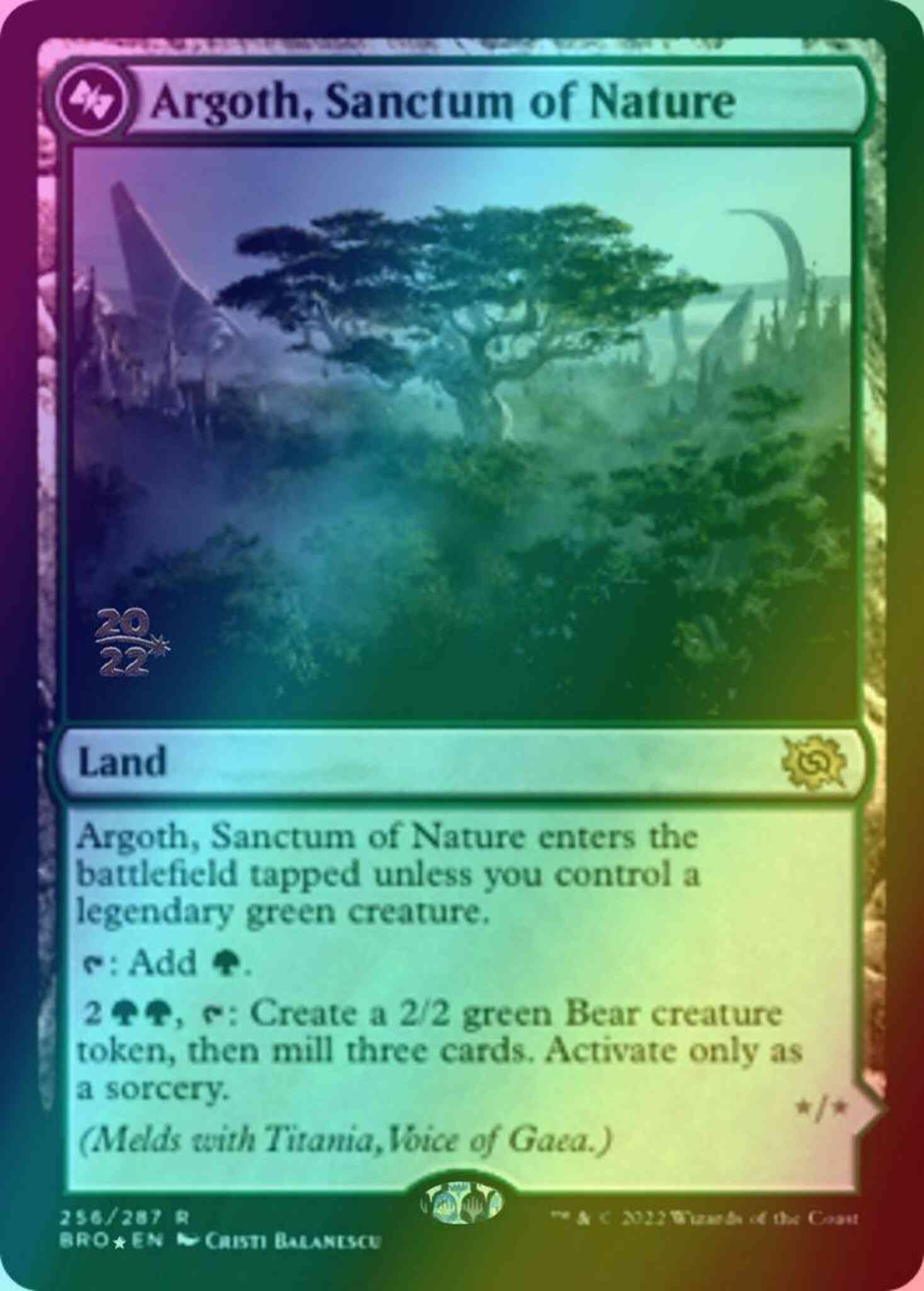 Magic Argoth, Sanctum of Nature // Titania, Gaea Incarnate [256as] [Prerelease] [The Brothers' War: Promos] [Foil]