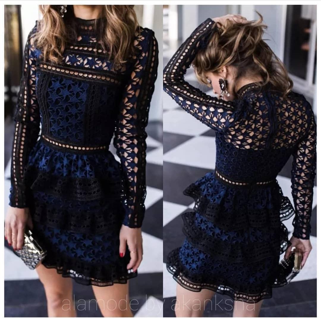 Alamode By Akanksha Lace Fantasy Dress – Blue