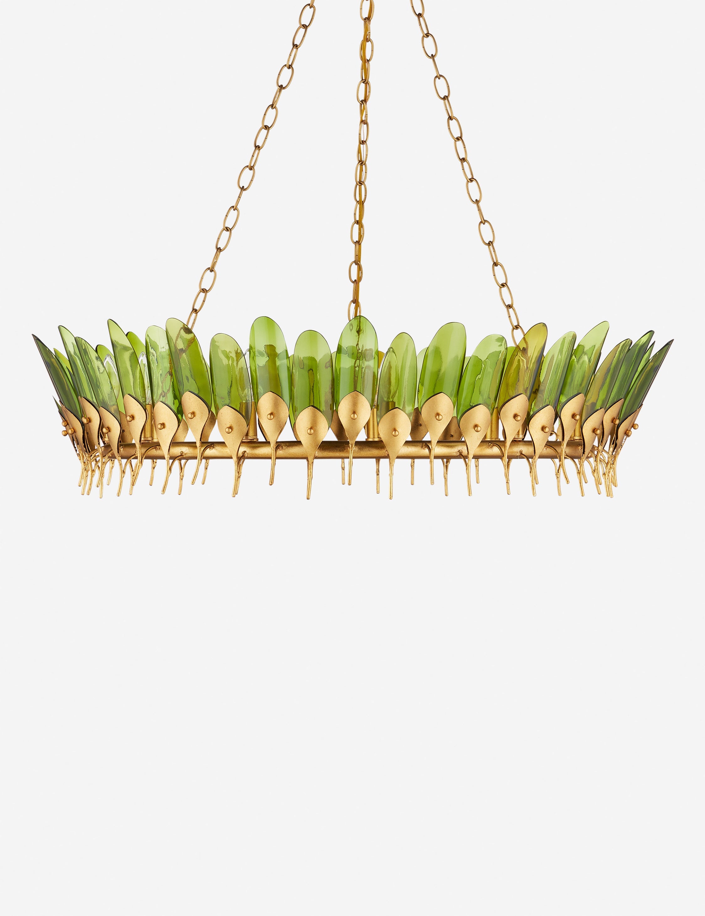 Lulu and Georgia Maribel Chandelier – Gold Leaf and Green