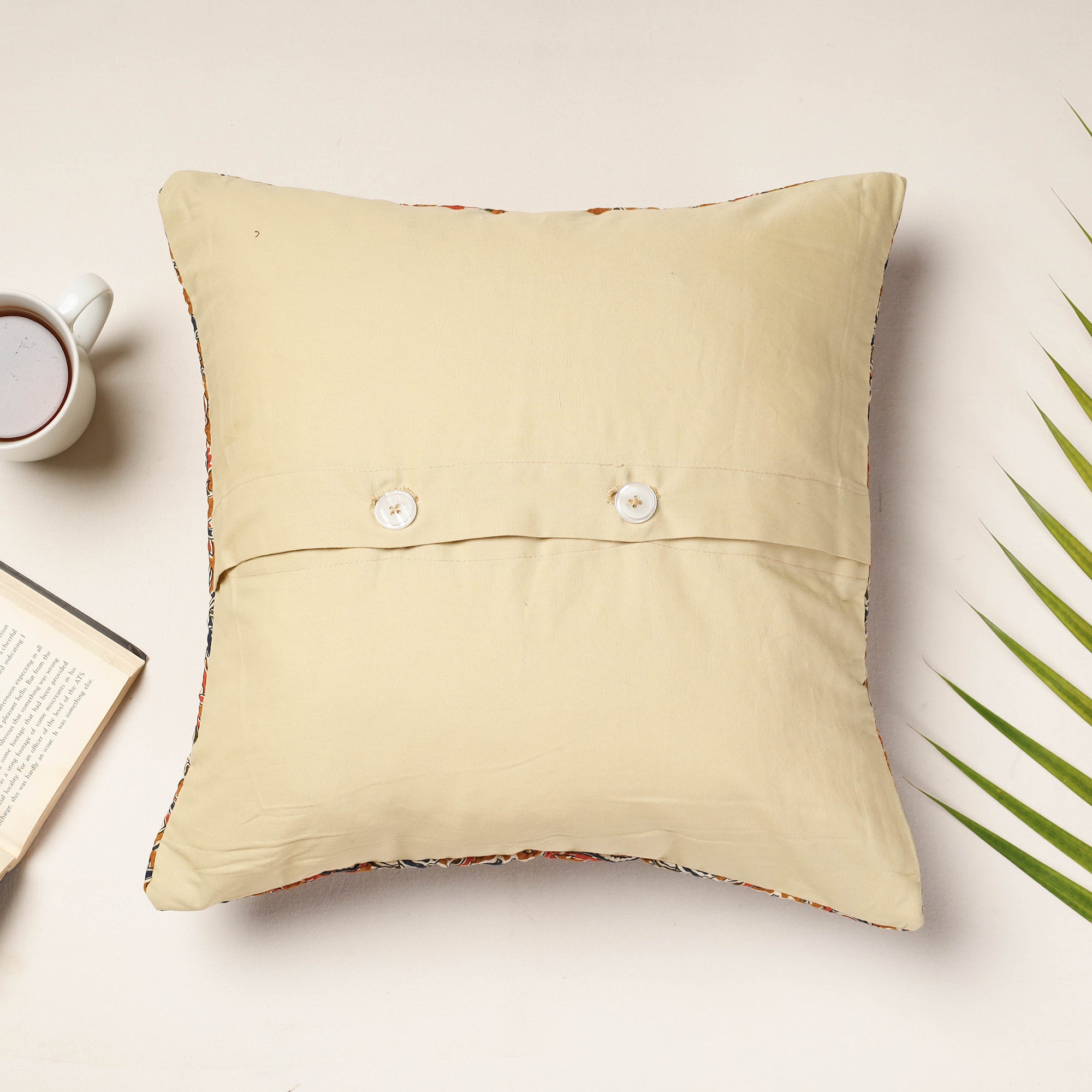 PURKAL STREE SHAKTI SAMITI Beige - Applique Quilted Cotton Cushion Cover (16 x 16 in) - view 3
