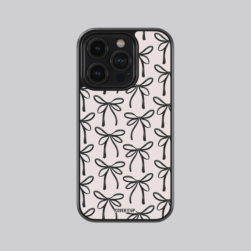 Cover It Up Black and White Bow Glass Case