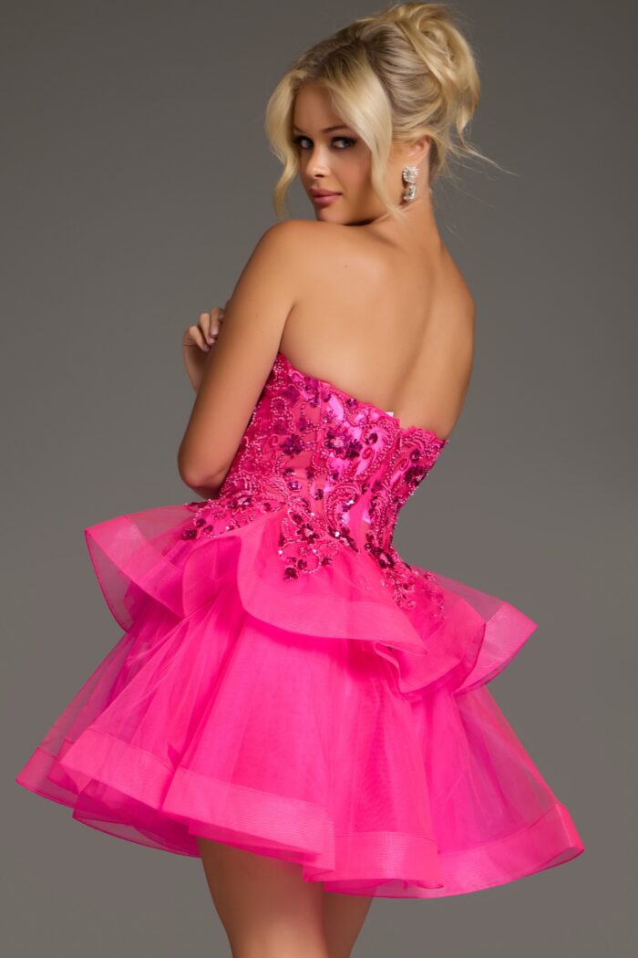 Jovani 40503 Homecoming Tiered Mini Short Cocktail Dress - view 2