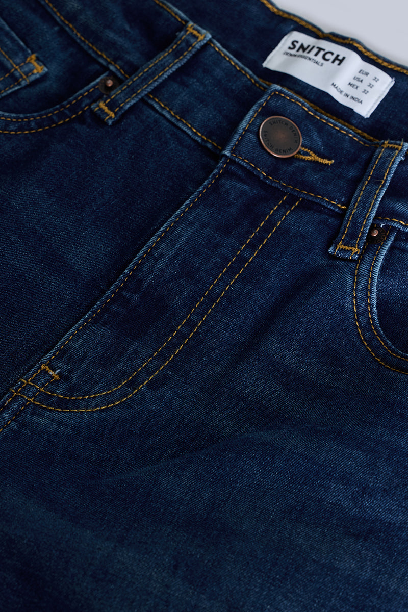 SNITCH Dark Blue Tapered Fit Jeans - view 2
