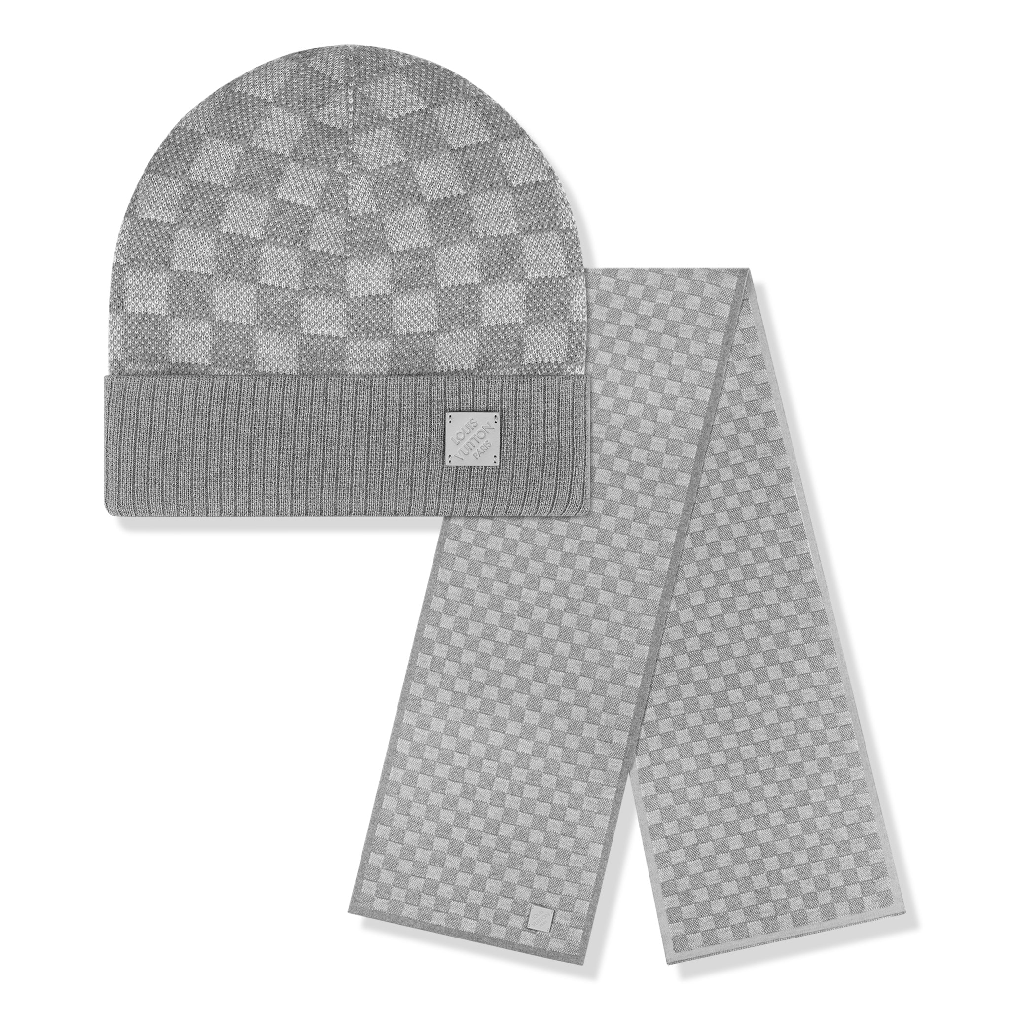Louis Vuitton Néo Petit Damier Grey Beanie & Scarf