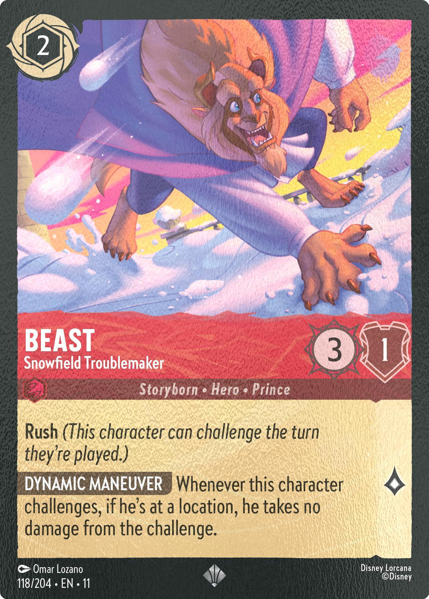 204 winterspell cold – Lorcana Beast - Snowfield Troublemaker - 118/204 [Winterspell] [Cold Foil]