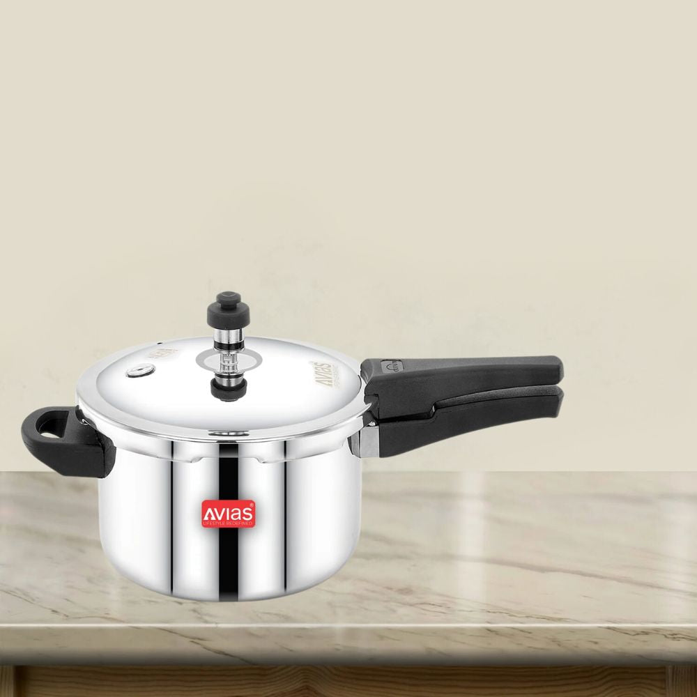 AVIAS Riara Premium Stainless Steel Tri-Ply Pressure Cooker With Outer Lid | Gas & Induction Compatible | Silver - view 2