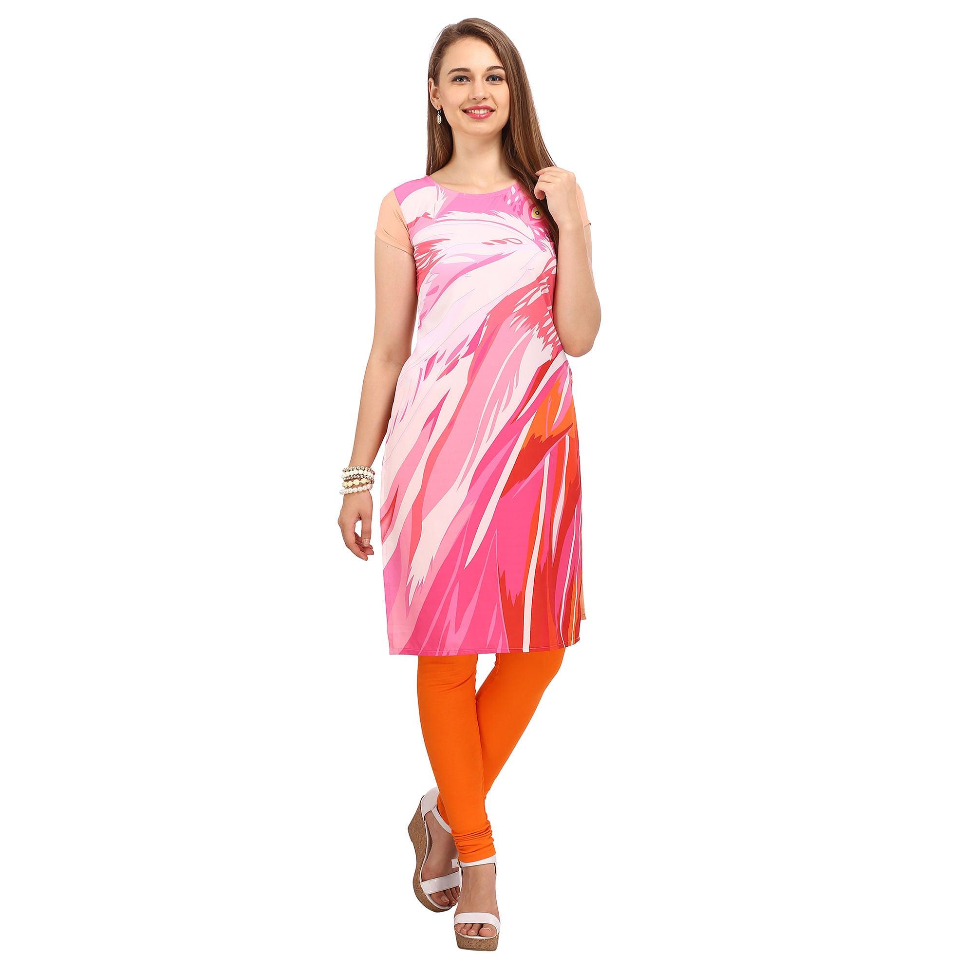 Peachmode Multi Color Casual Wear Printed Kurti