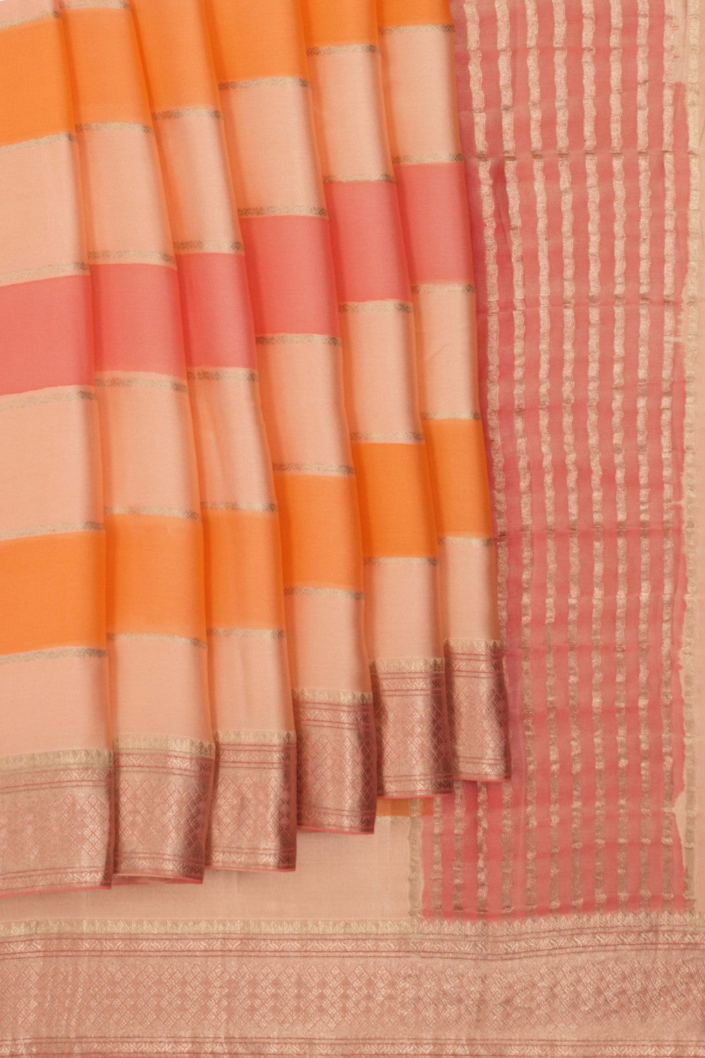 Kalanjali Crepe Peach Saree – Women's