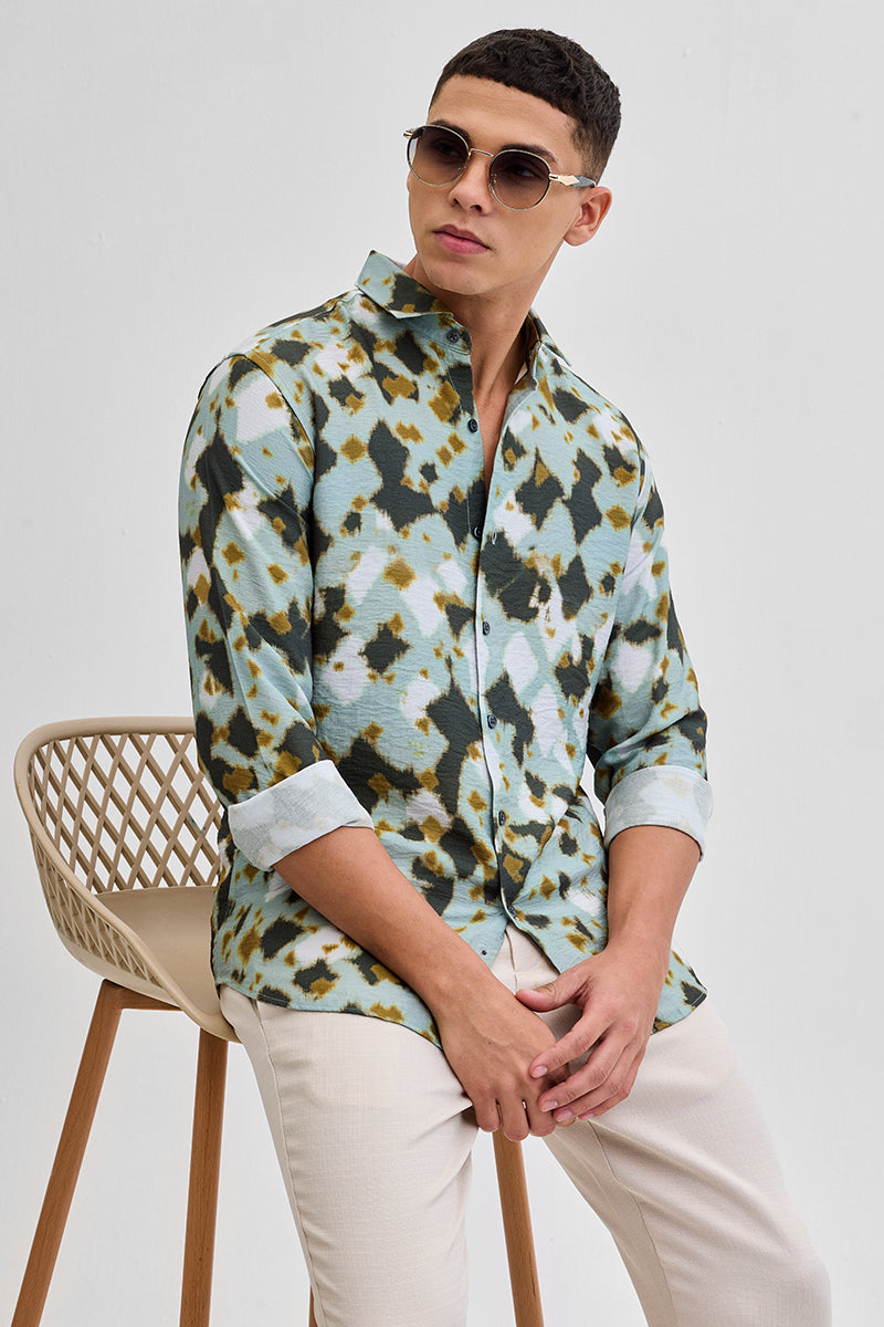 SNITCH Green Textured Abstract Shirt